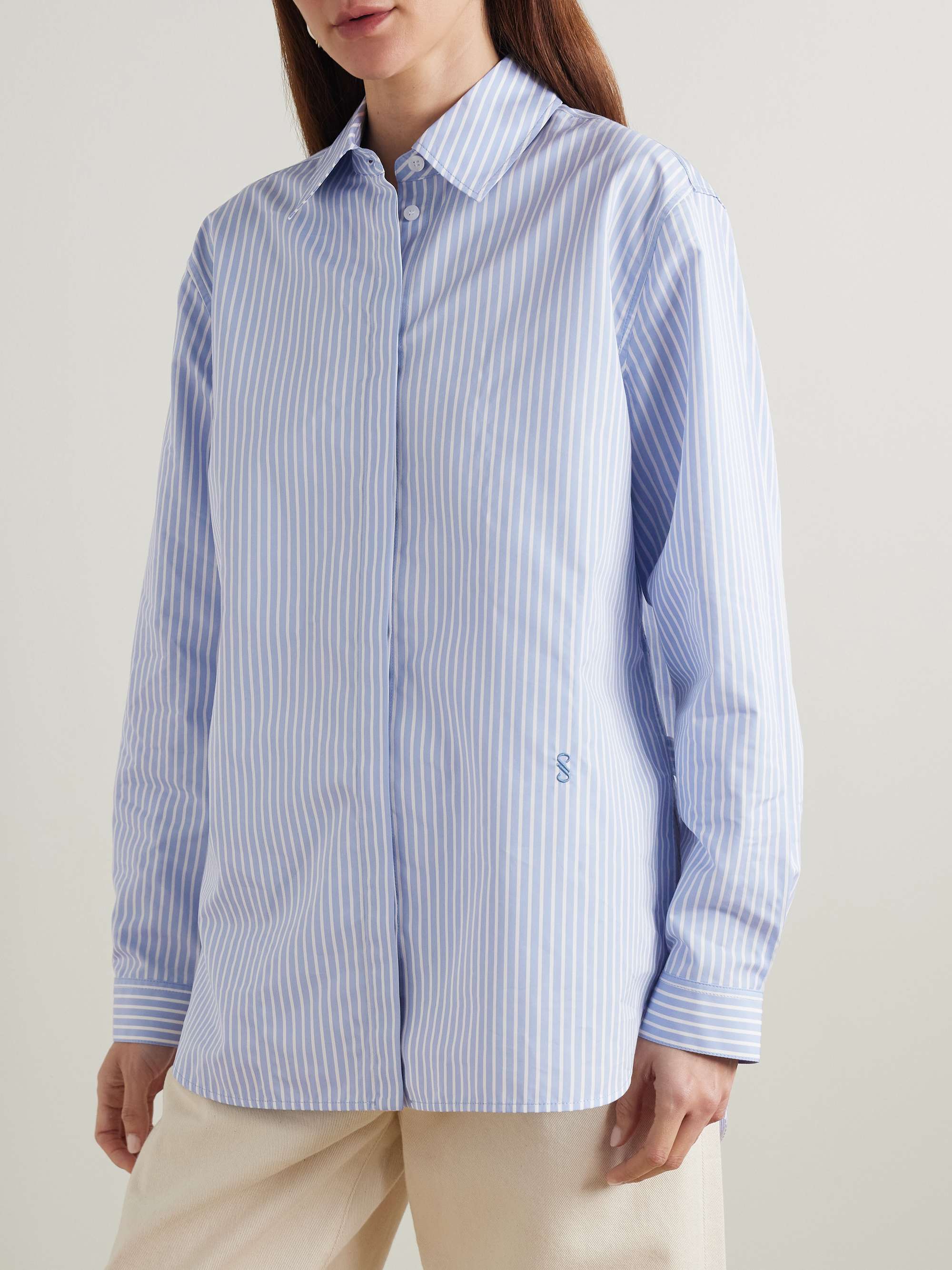Hunter striped cotton and silk-blend poplin shirt view