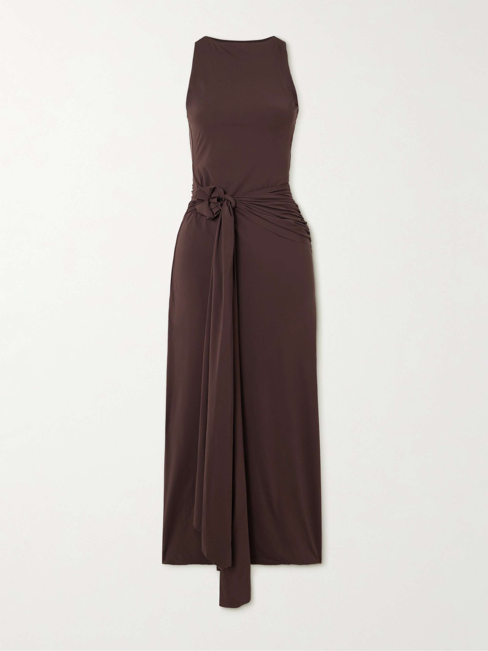 Tirso open-back appliquéd knotted stretch-jersey midi dress hero visual