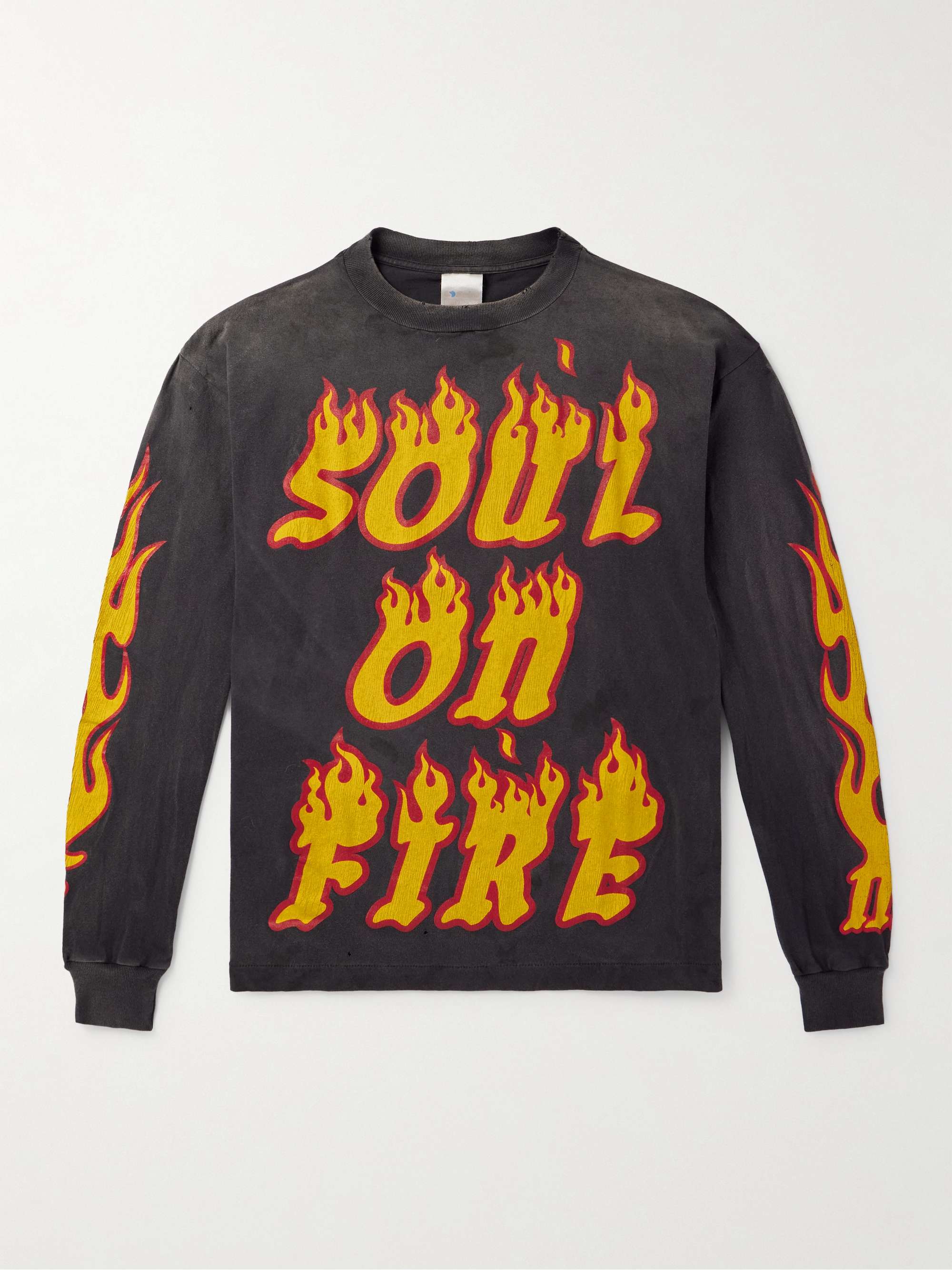 Soul On Fire Distressed Printed Cotton-Jersey T-Shirt hero visual