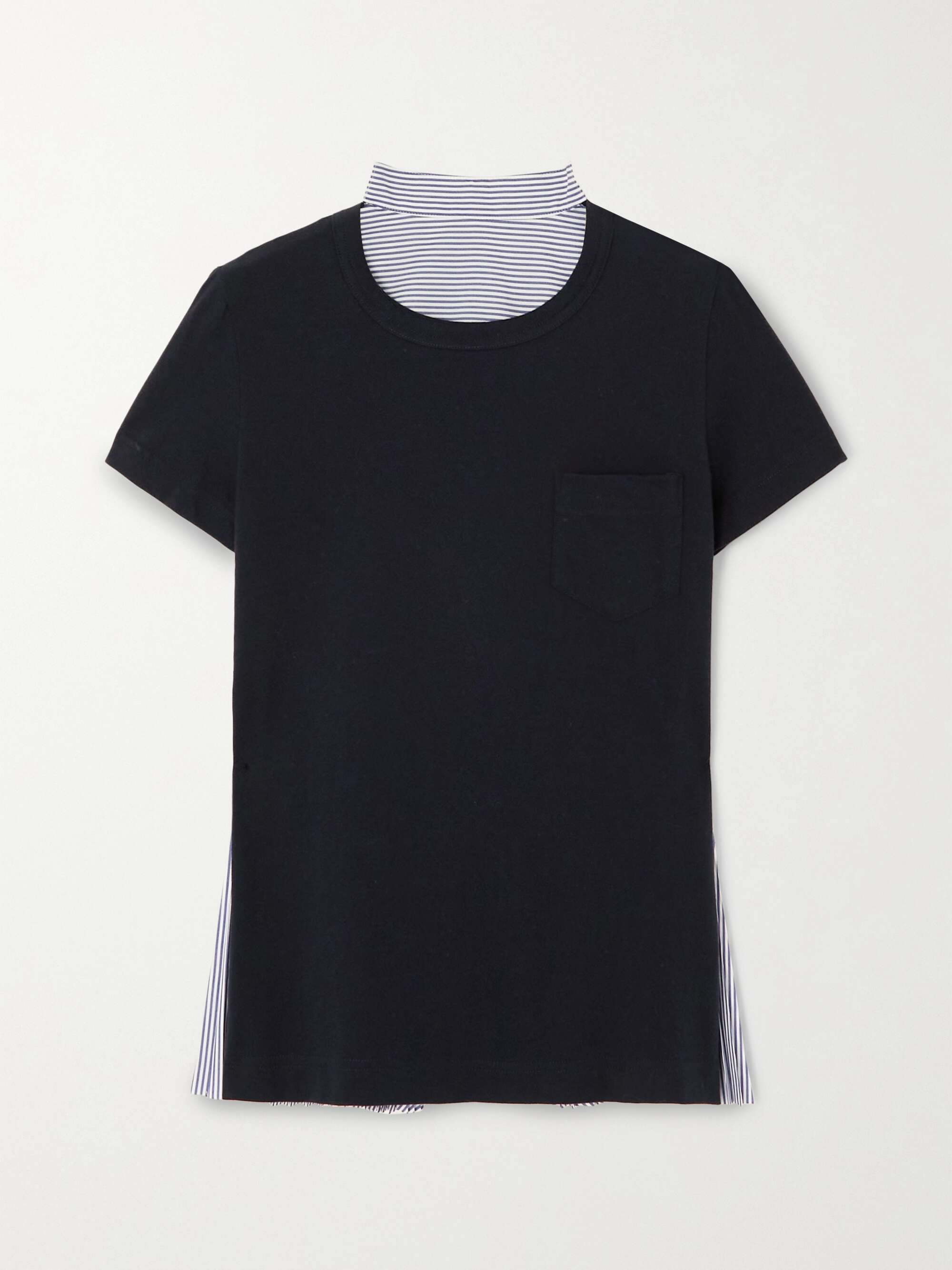 Pleated paneled cotton-jersey and striped poplin T-shirt hero visual