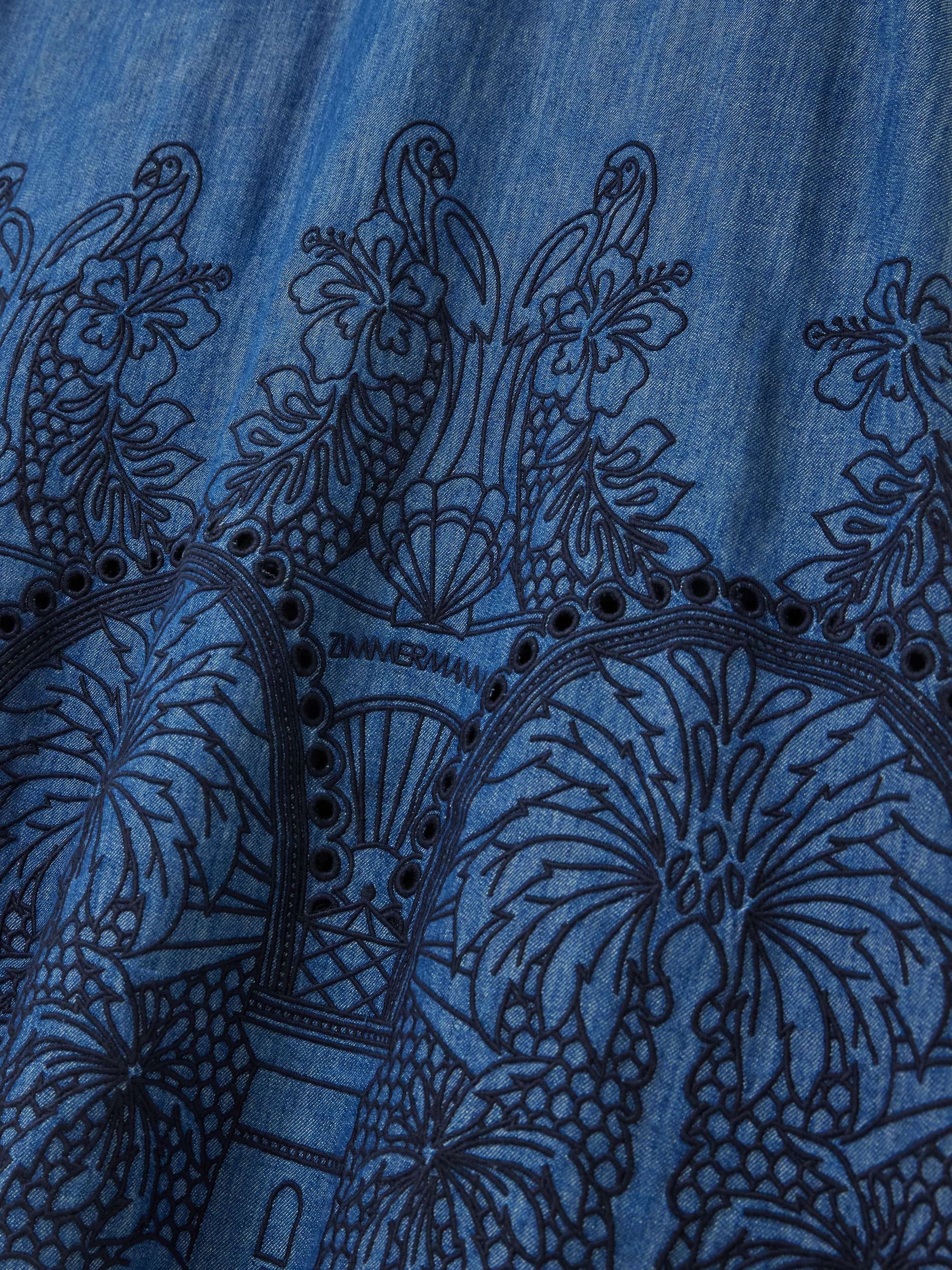 Coco embellished embroidered denim midi dress view