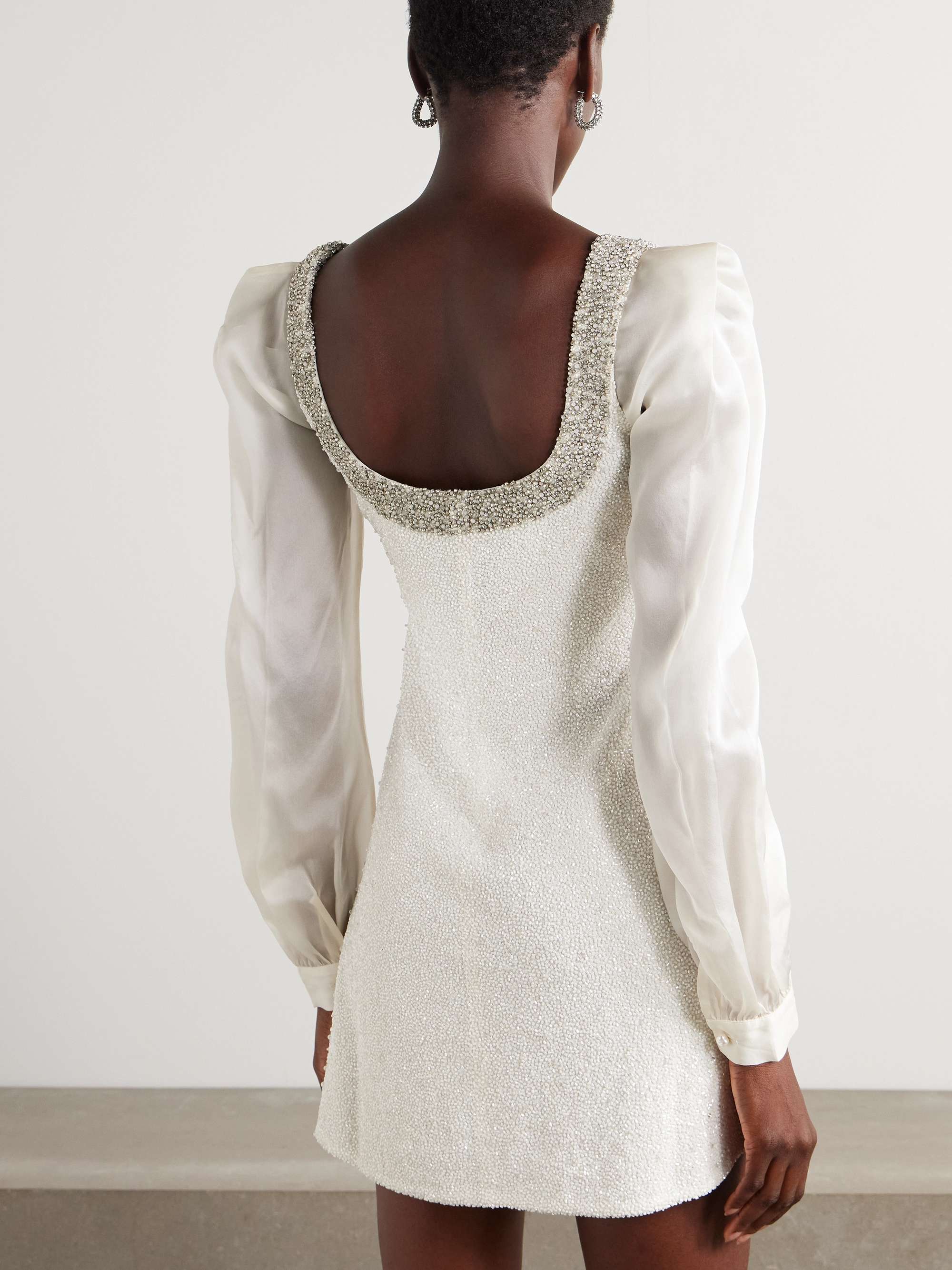 Daisy crystal and bead-embellished stretch-tulle mini dress view