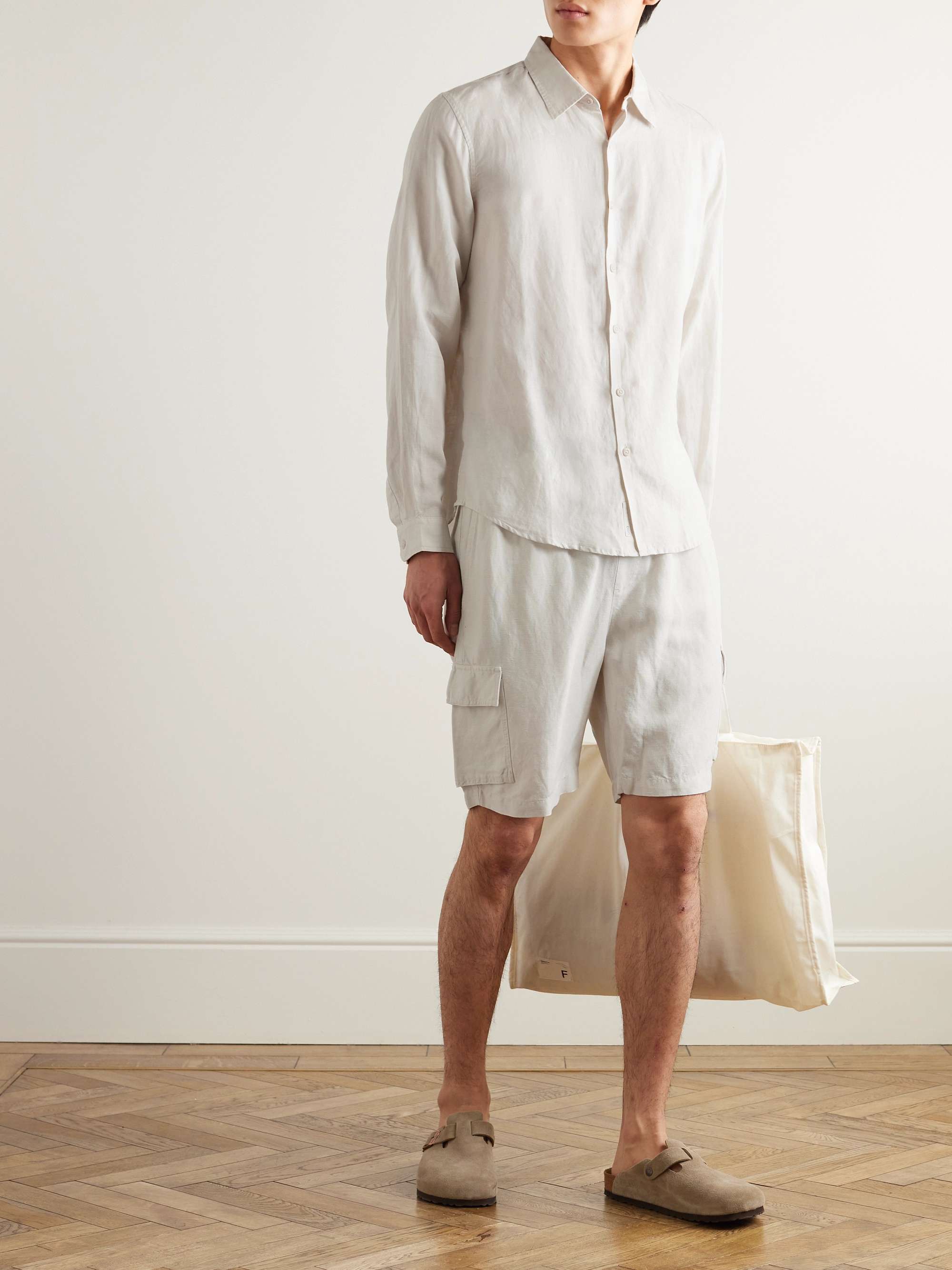 Air Straight-Leg Linen and Lyocell-Blend Drawstring Cargo Shorts view