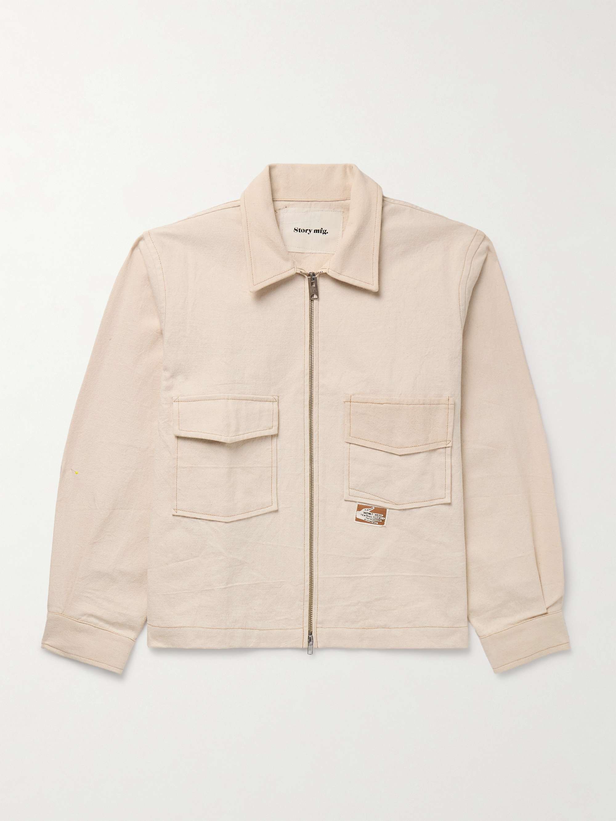 555 Appliquéd Organic Cotton-Canvas Zip-Up Shirt Jacket hero visual