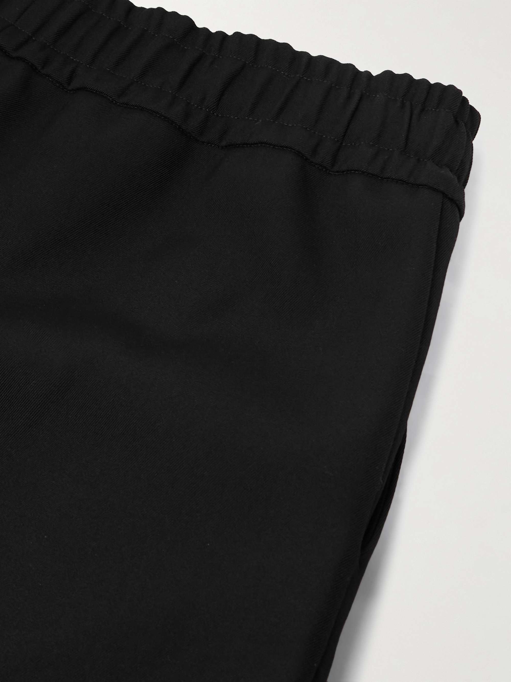 Wide-Leg Pleated Wool and Cotton-Blend Twill Drawstring Trousers view