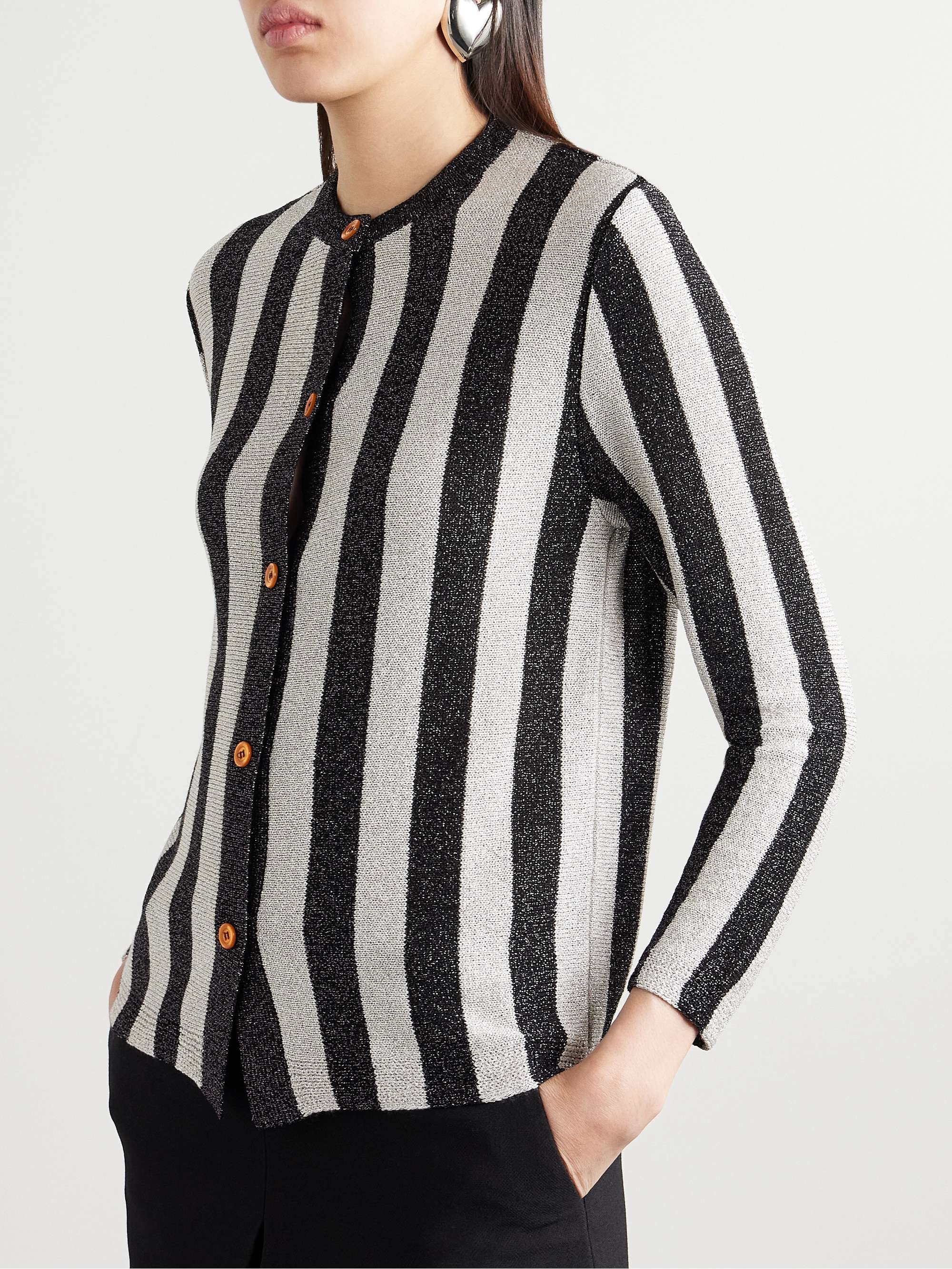 Grandstand metallic striped knitted cardigan view