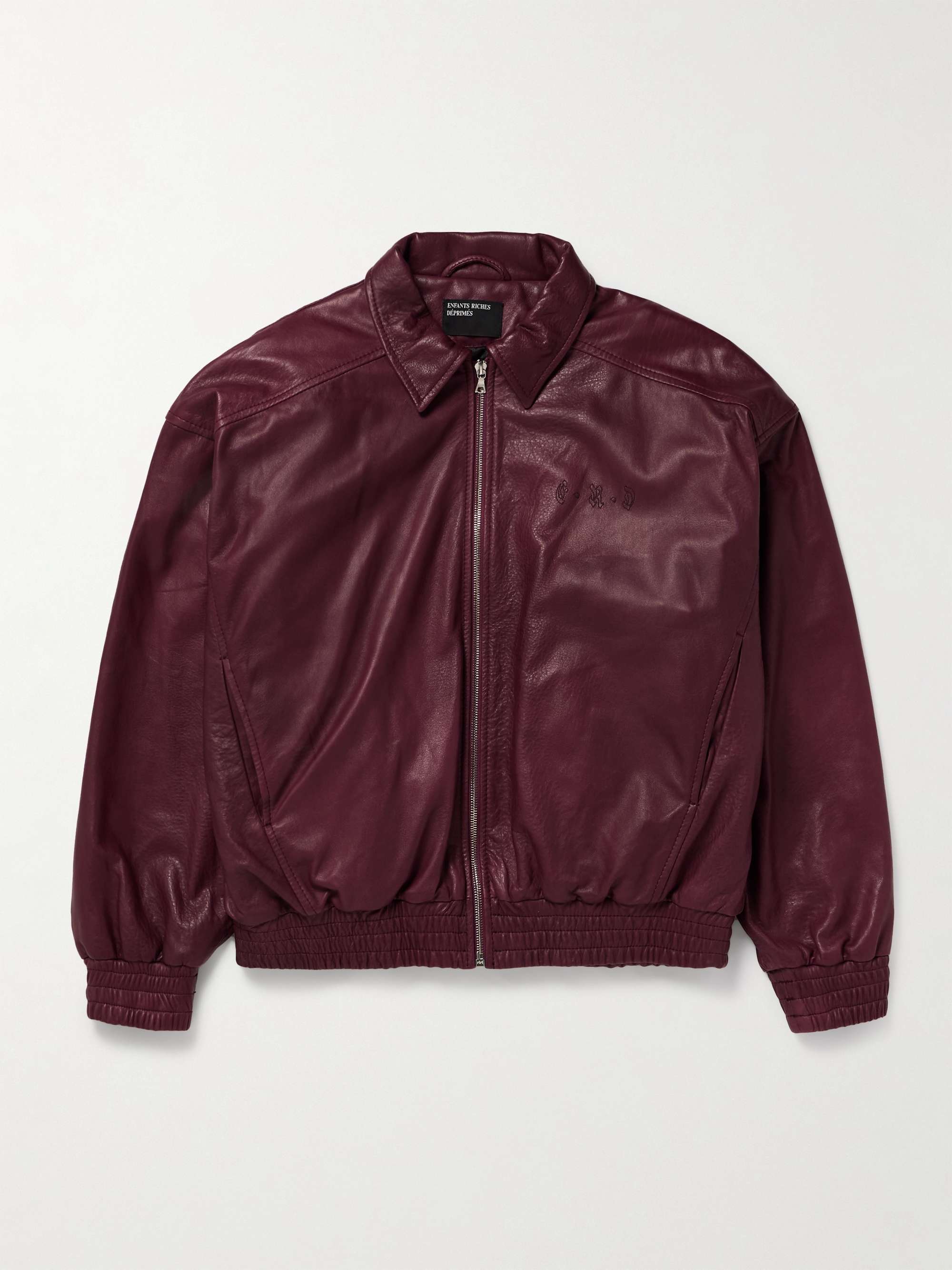 Logo-Embroidered Full-Grain Leather Jacket hero visual