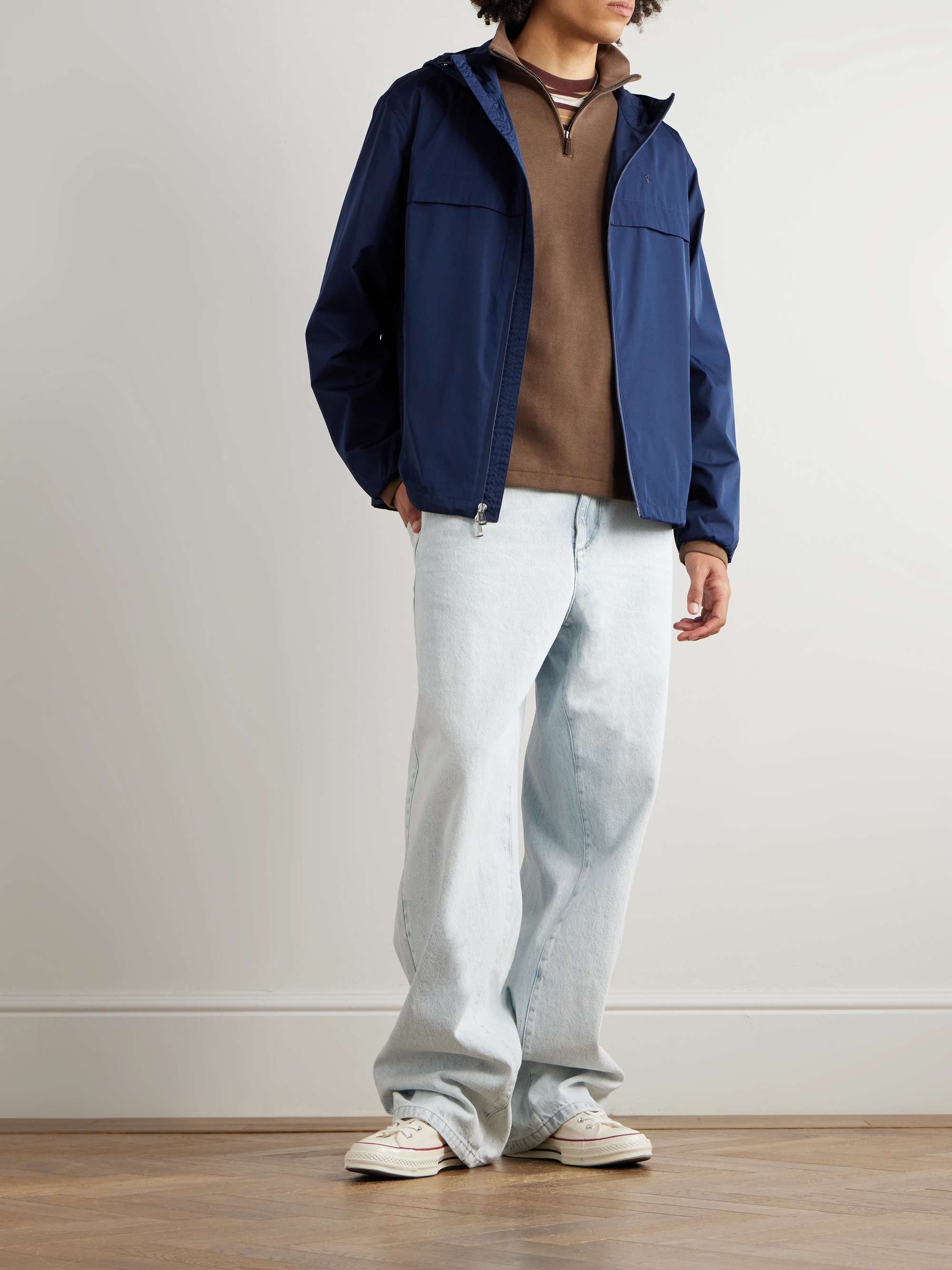 Logo-Embroidered Cotton-Jersey Half-Zip Sweatshirt view