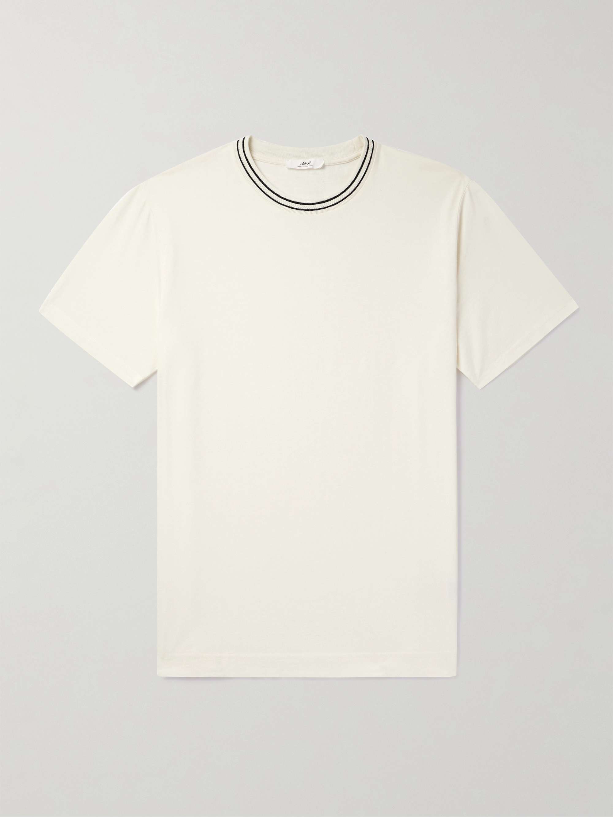 Striped Pointelle-Trimmed Organic Cotton-Jersey T-Shirt hero visual