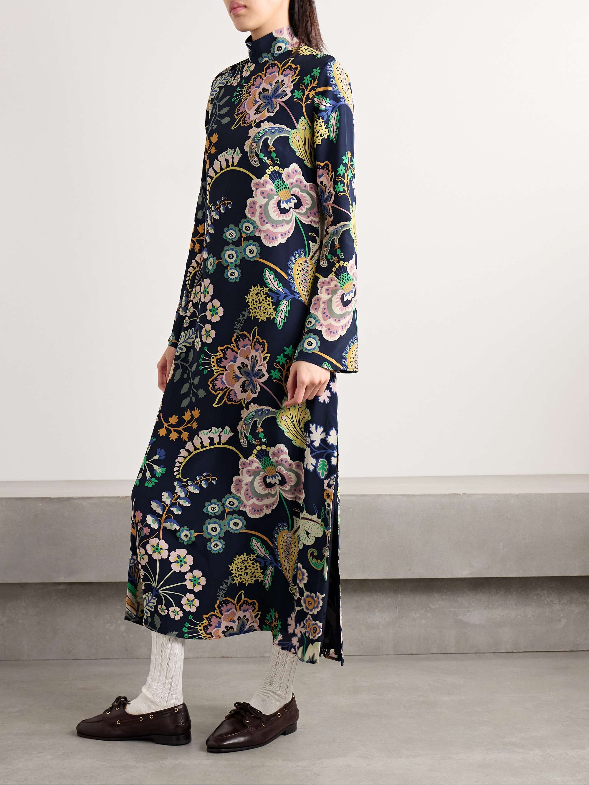 Nia floral-print silk midi dress view