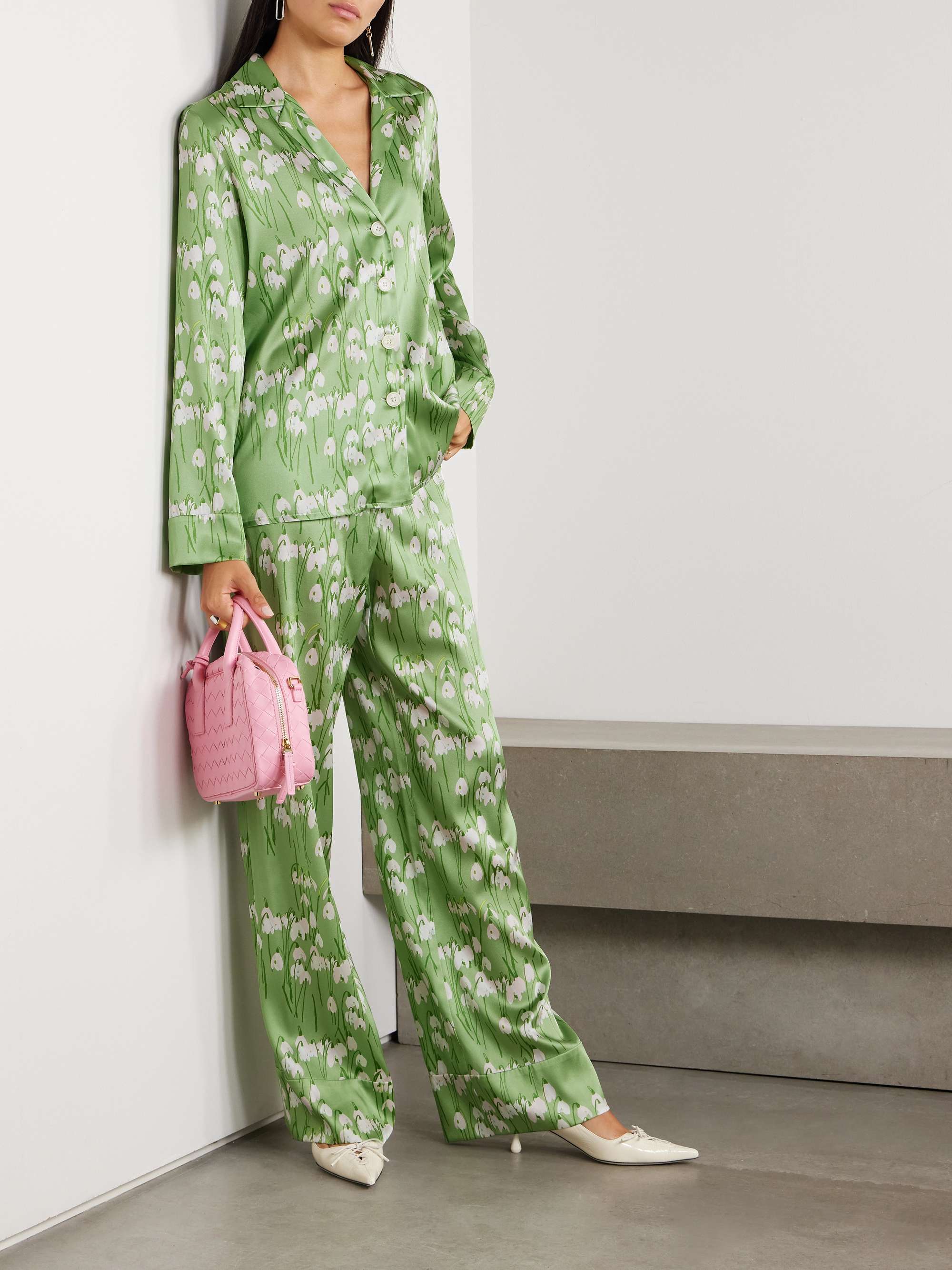 Louis floral-print stretch-silk pajama shirt view
