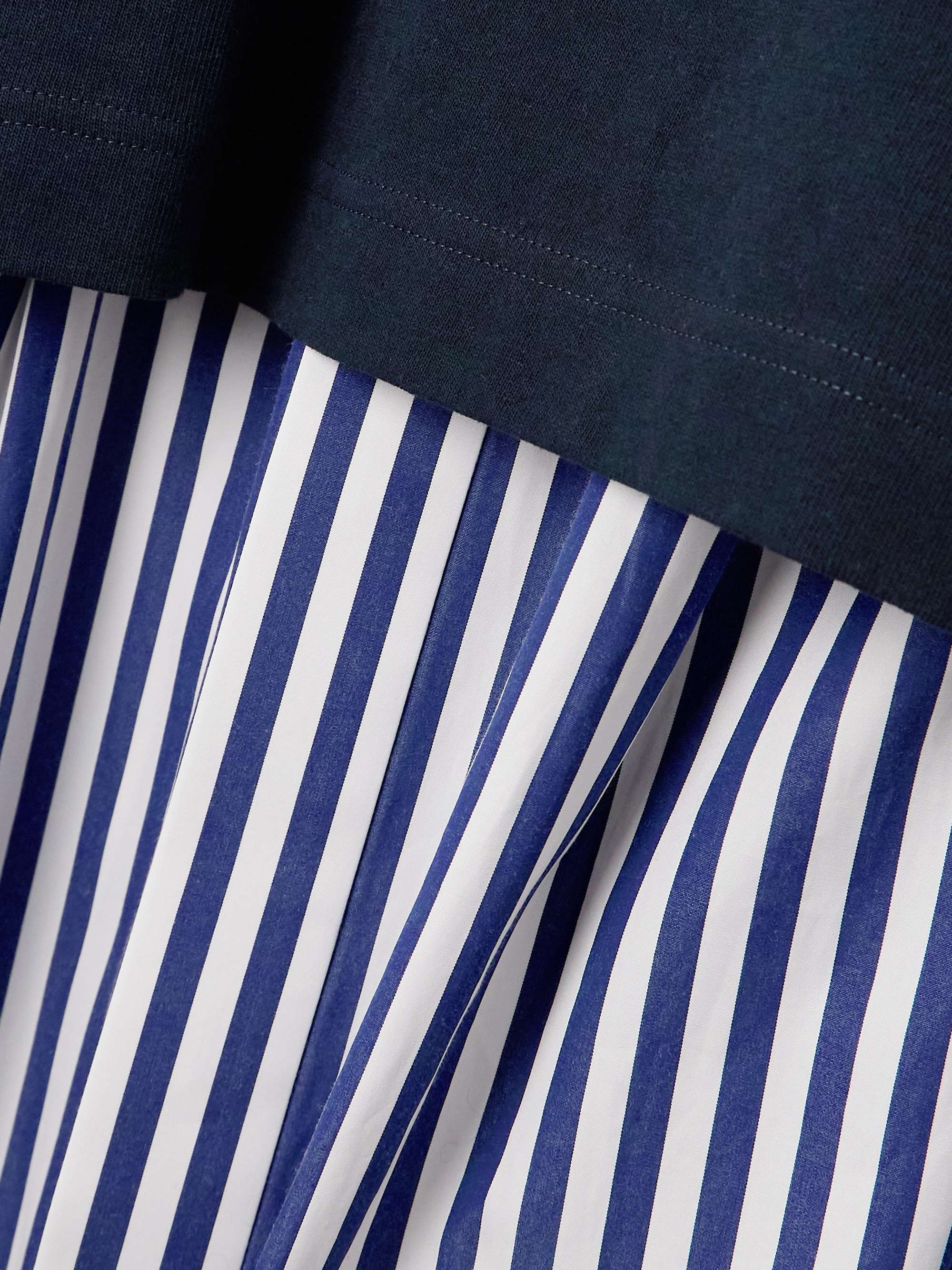 Belted striped cotton-poplin and jersey midi dress view
