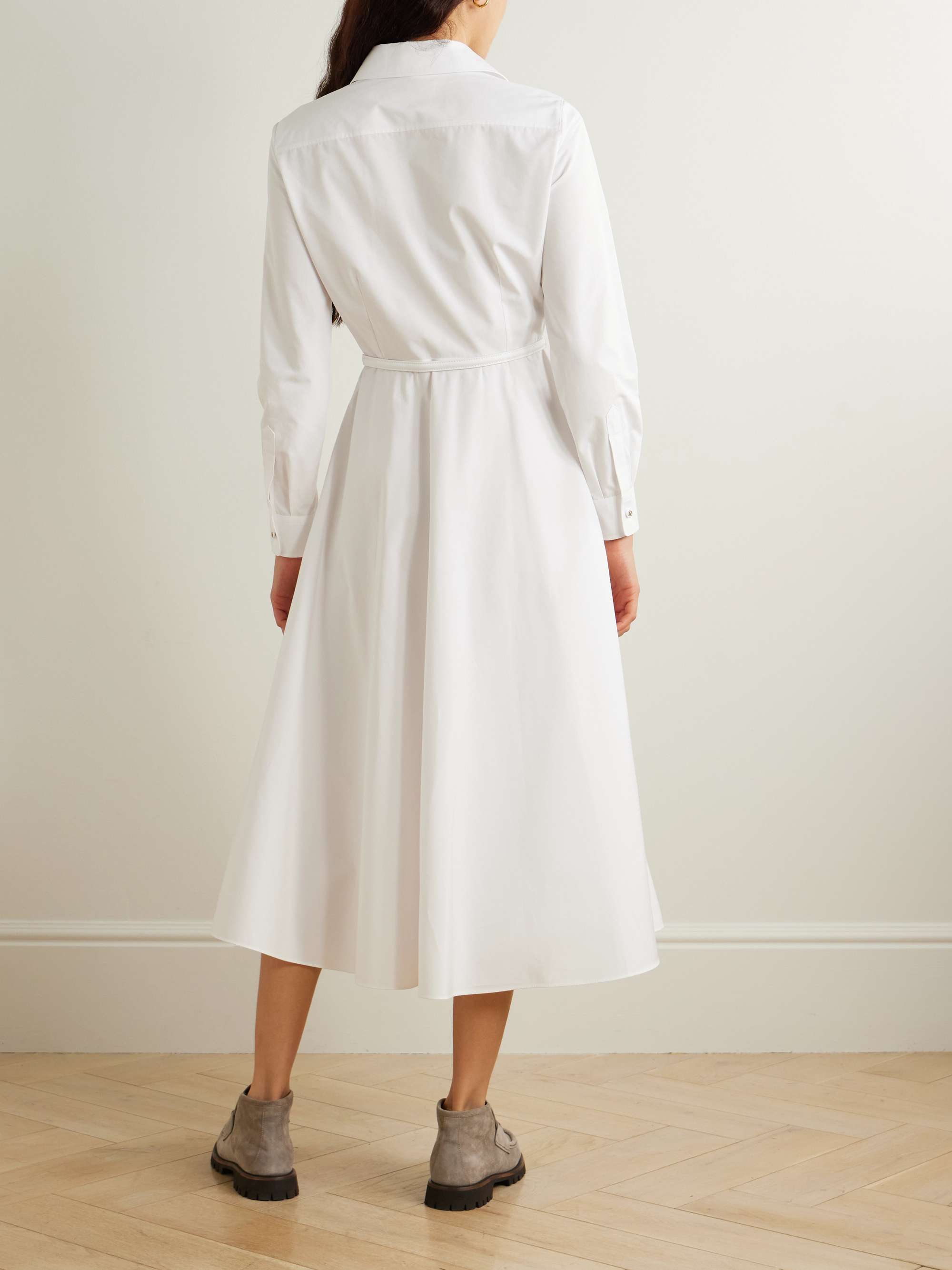 Belted embossed cotton-poplin maxi dress view