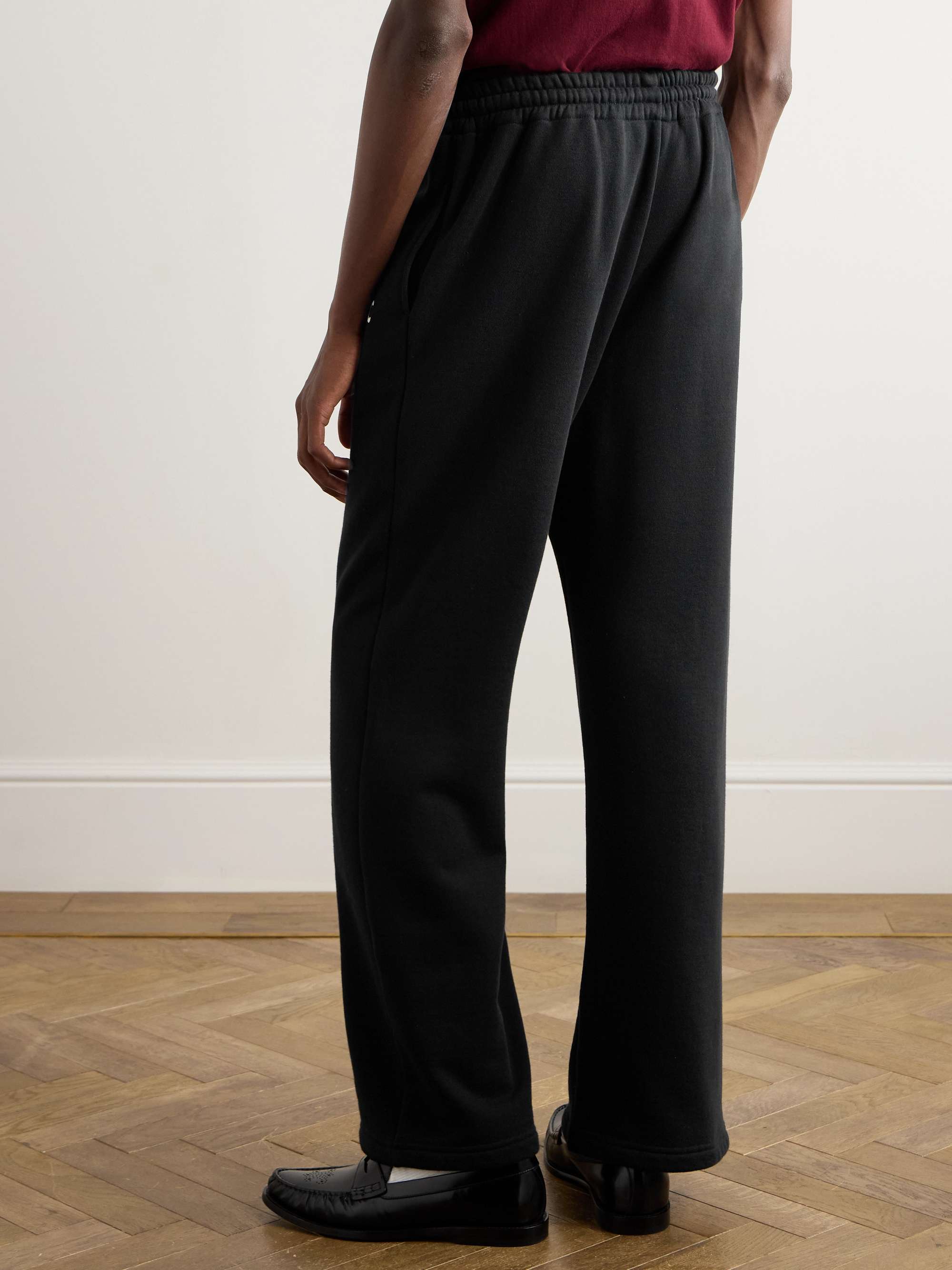 Triomphe Straight-Leg Logo-Embroidered Cotton and Cashmere-Blend Jersey Sweatpants view