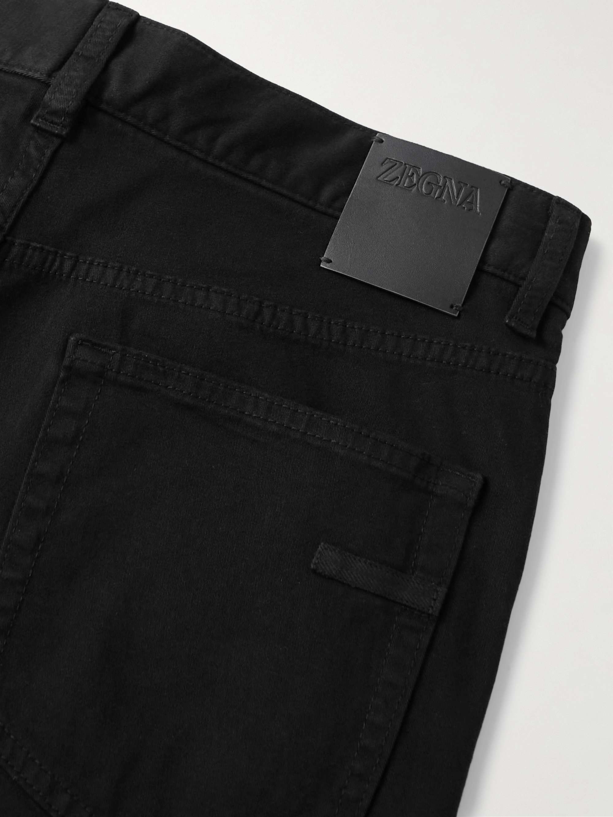 Slim-Fit Brushed Cotton-Blend Trousers view