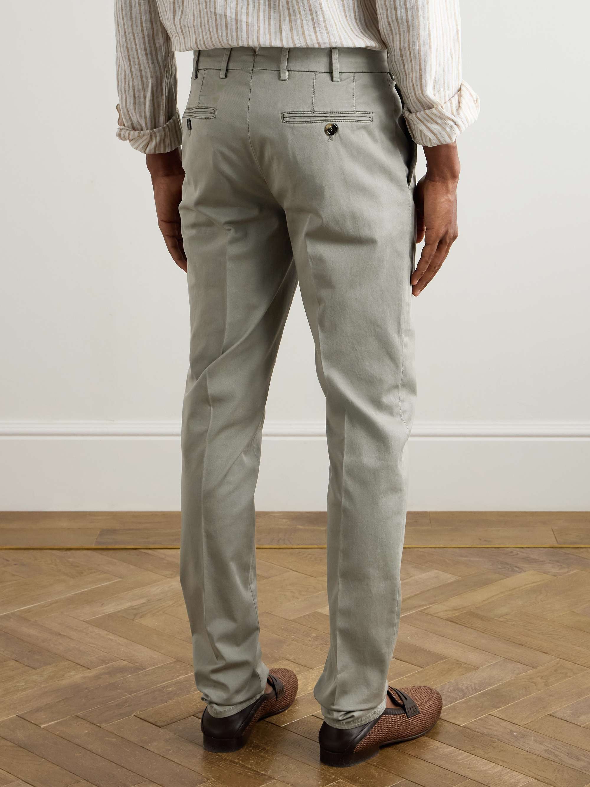Tapered Cotton-Blend Twill Trousers view