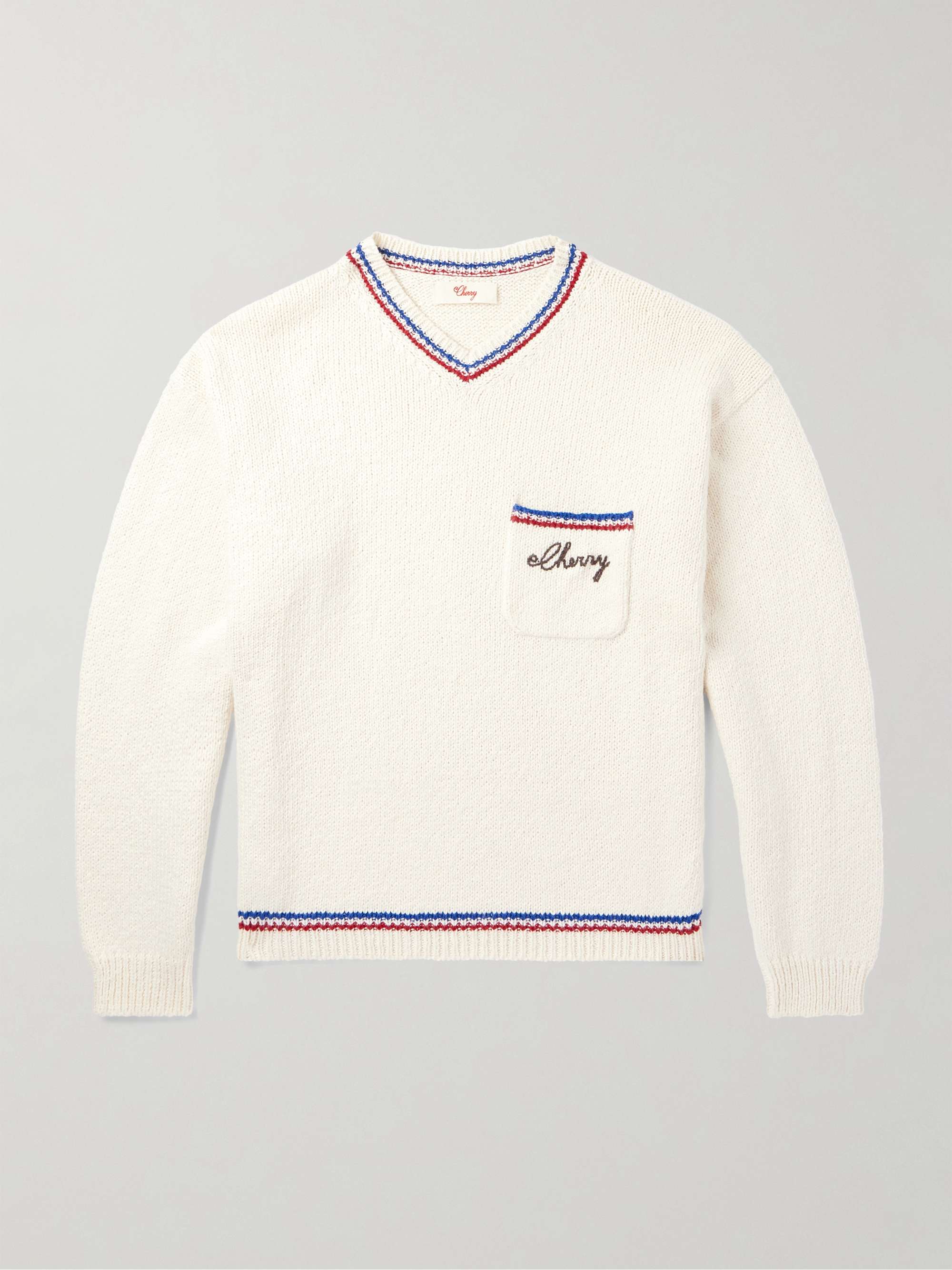 Striped Embroidered Cotton-Jersey Sweater hero visual