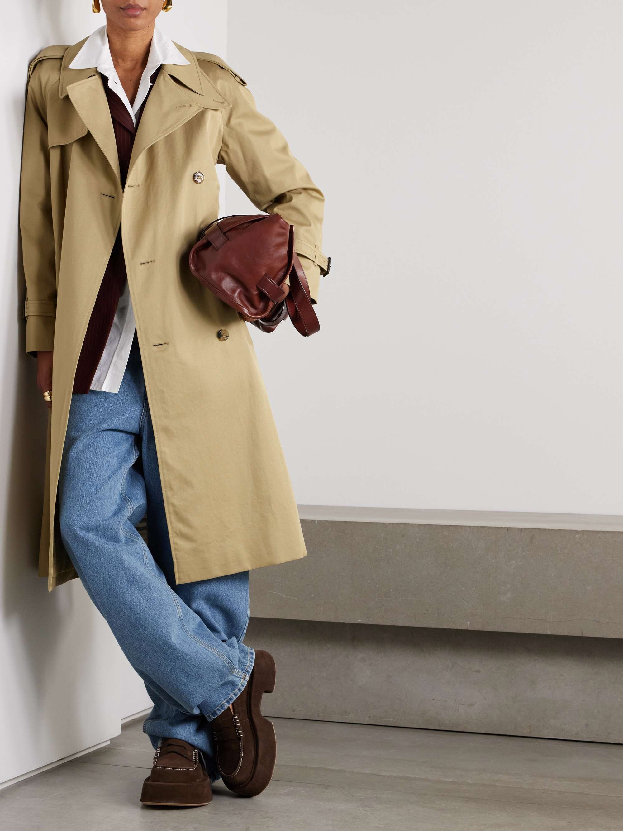 Castleford double-breasted cotton-gabardine trench coat view