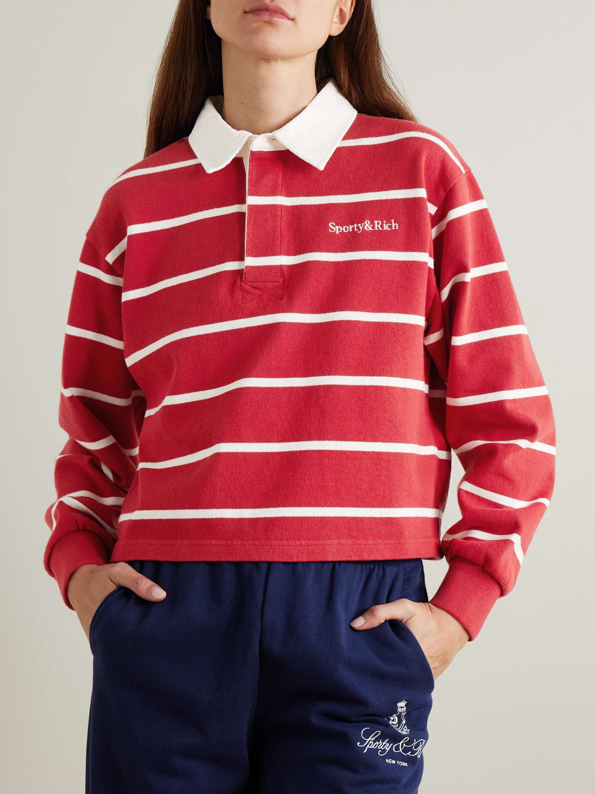 Serif Rugby logo-embroidered striped cotton-jersey polo shirt view
