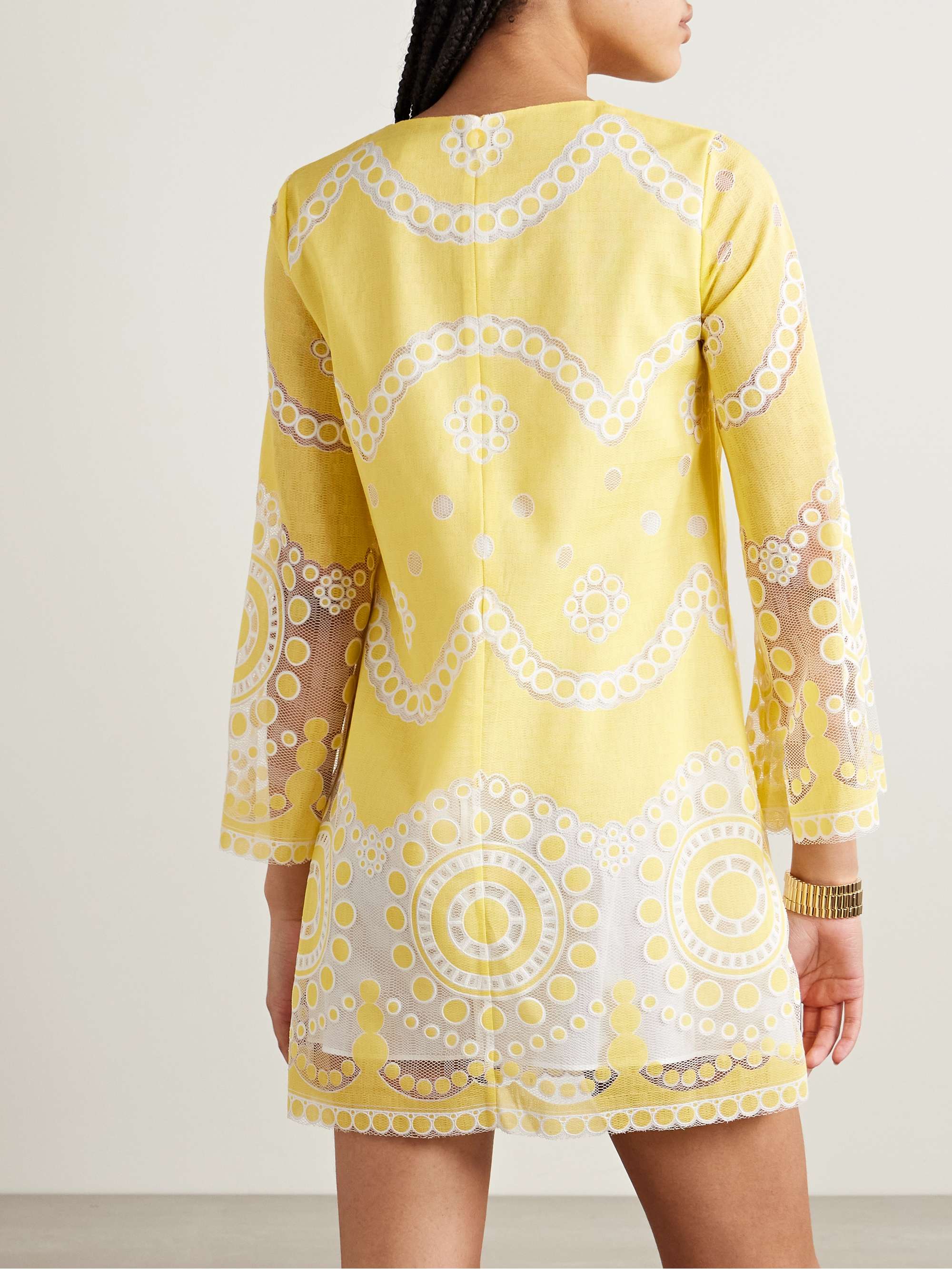 Stevie cotton-blend poplin and guipure lace mini dress view