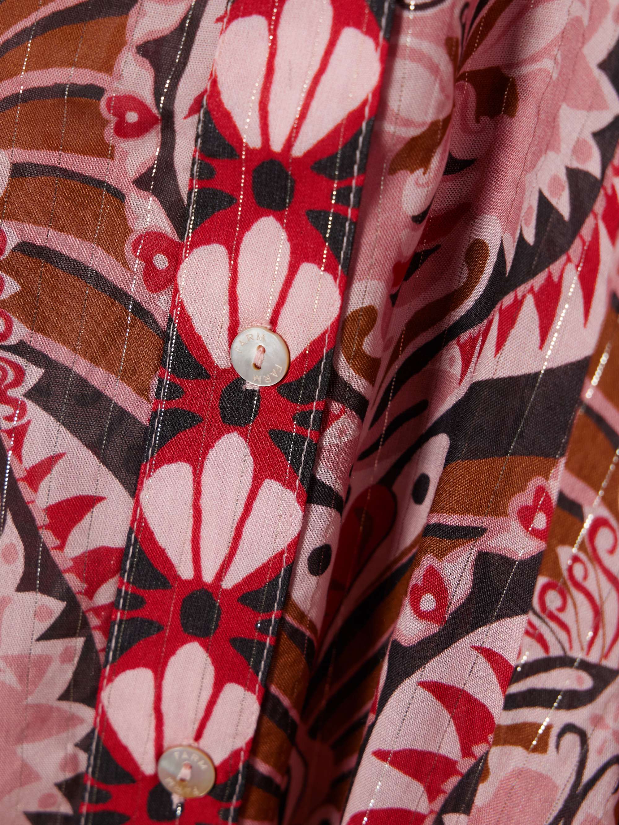 Pineapple Jewelry metallic printed voile shirt view