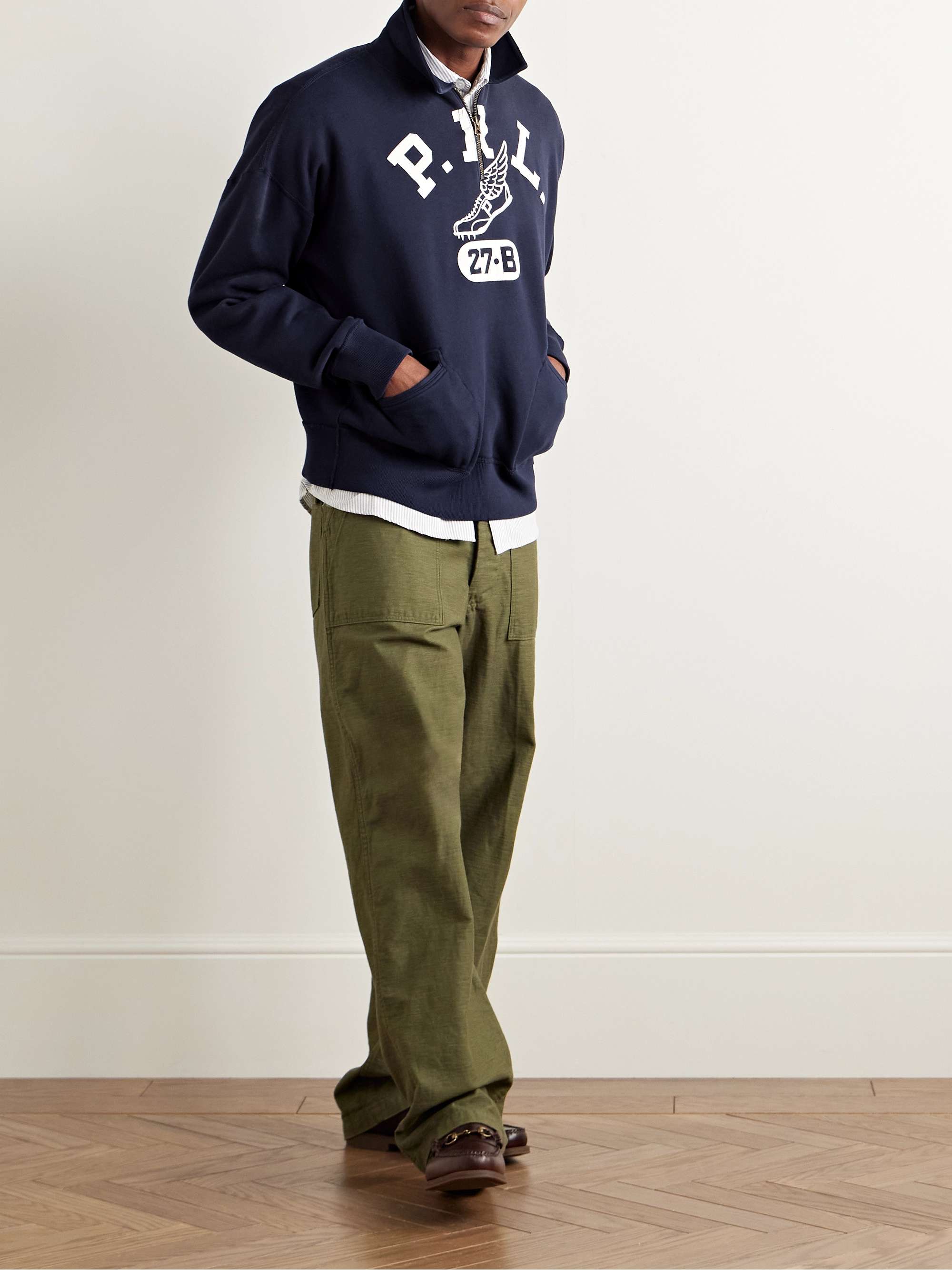 Logo-Print Cotton-Blend Jersey Half-Zip Sweatshirt view