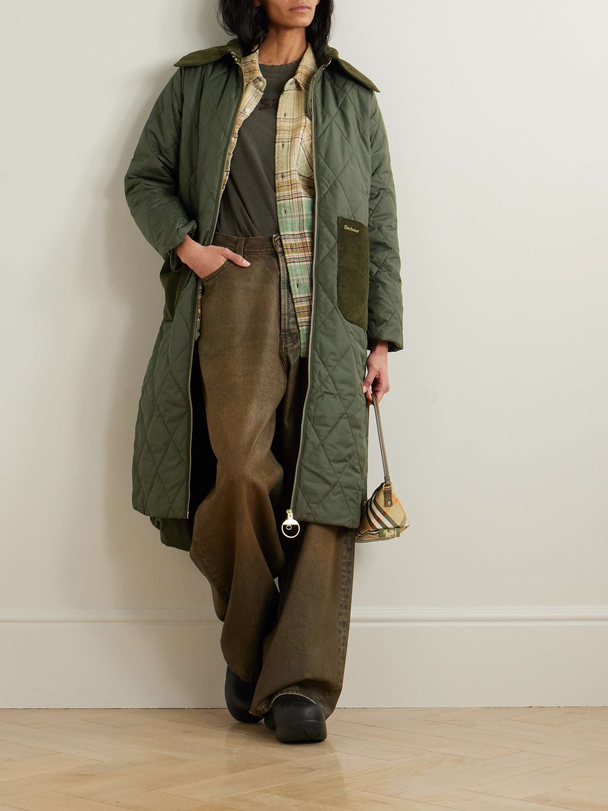 Malton corduroy-trimmed quilted padded shell coat view