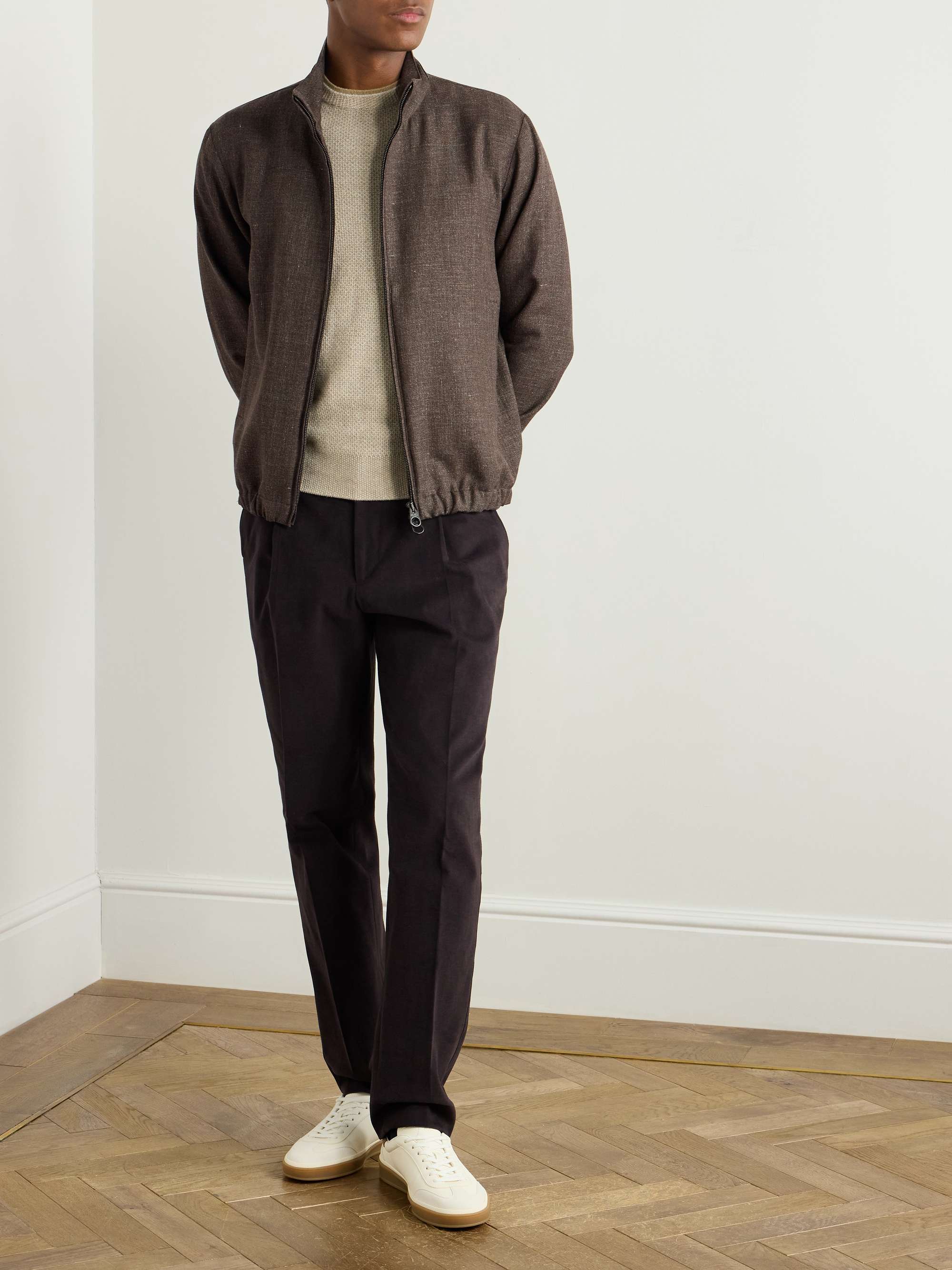 Linen and Wool-Blend Canvas Bomber Jacket view