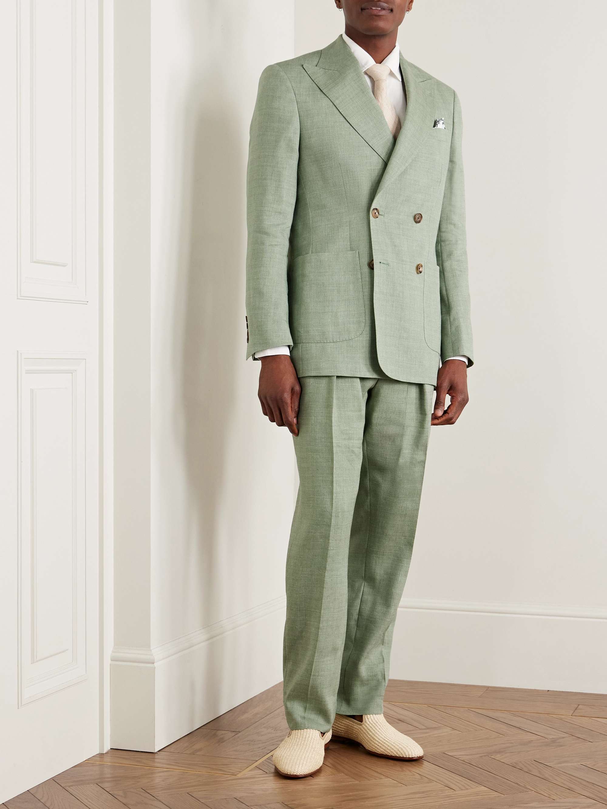 Hepworth Double-Breasted Herringbone Linen and Wool-Blend Suit Jacket view