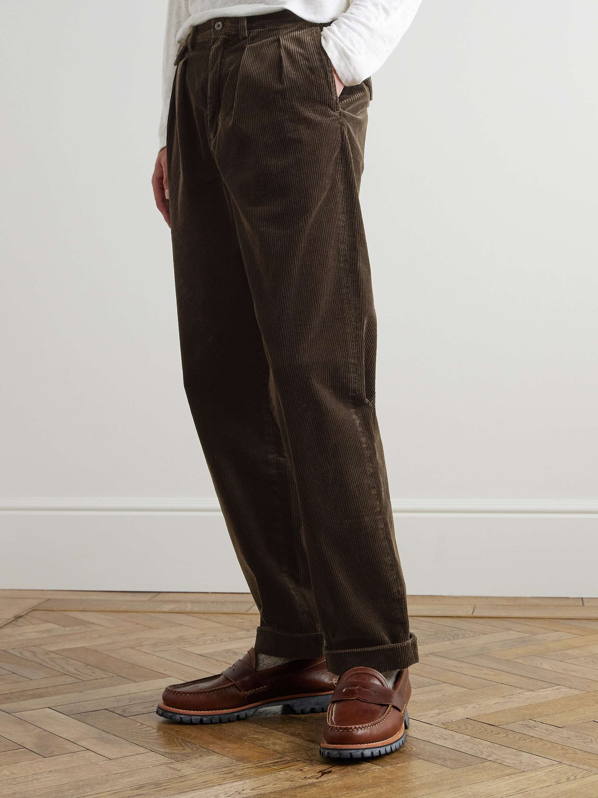 Polo Country Slim-Fit Straight-Leg Pleated Cotton-Corduroy Trousers view