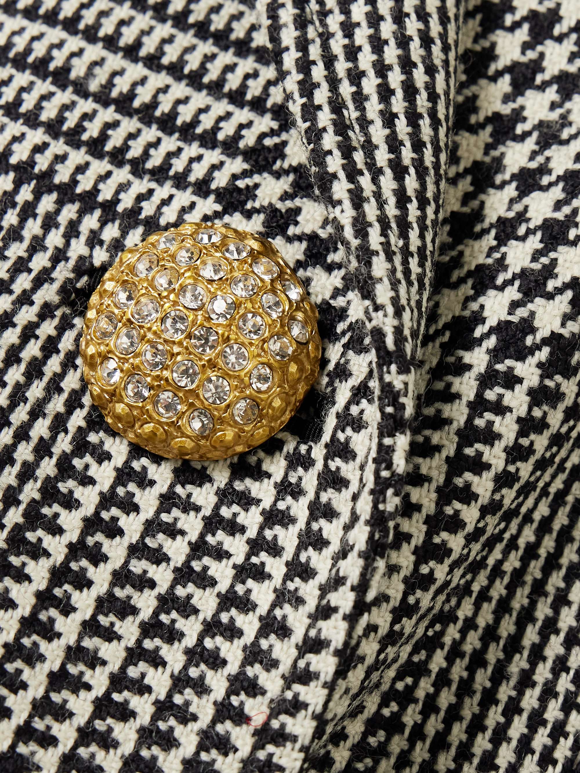 Double-breasted checked virgin wool-tweed blazer view