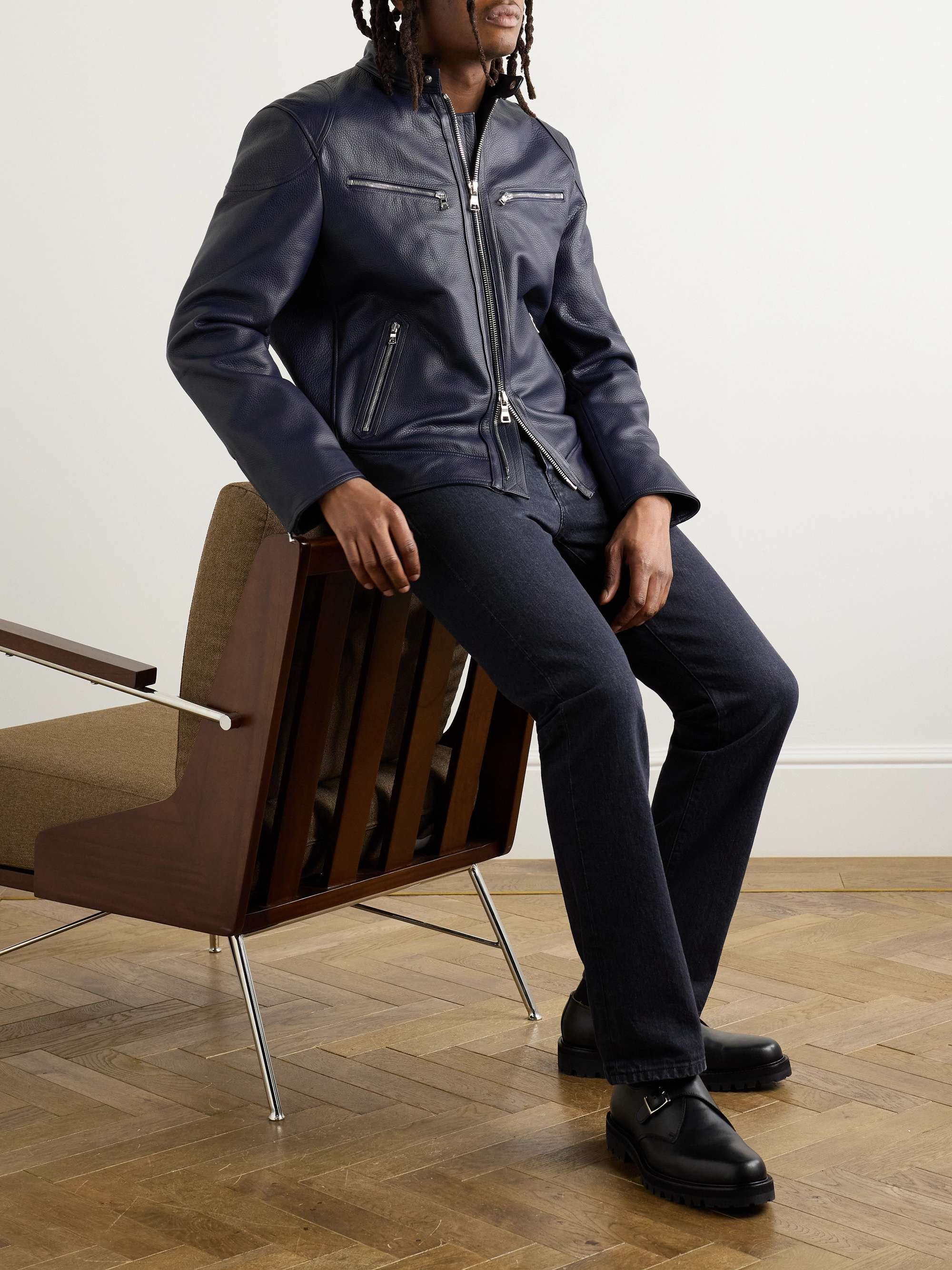 Slim-Fit Full-Grain Leather Jacket view