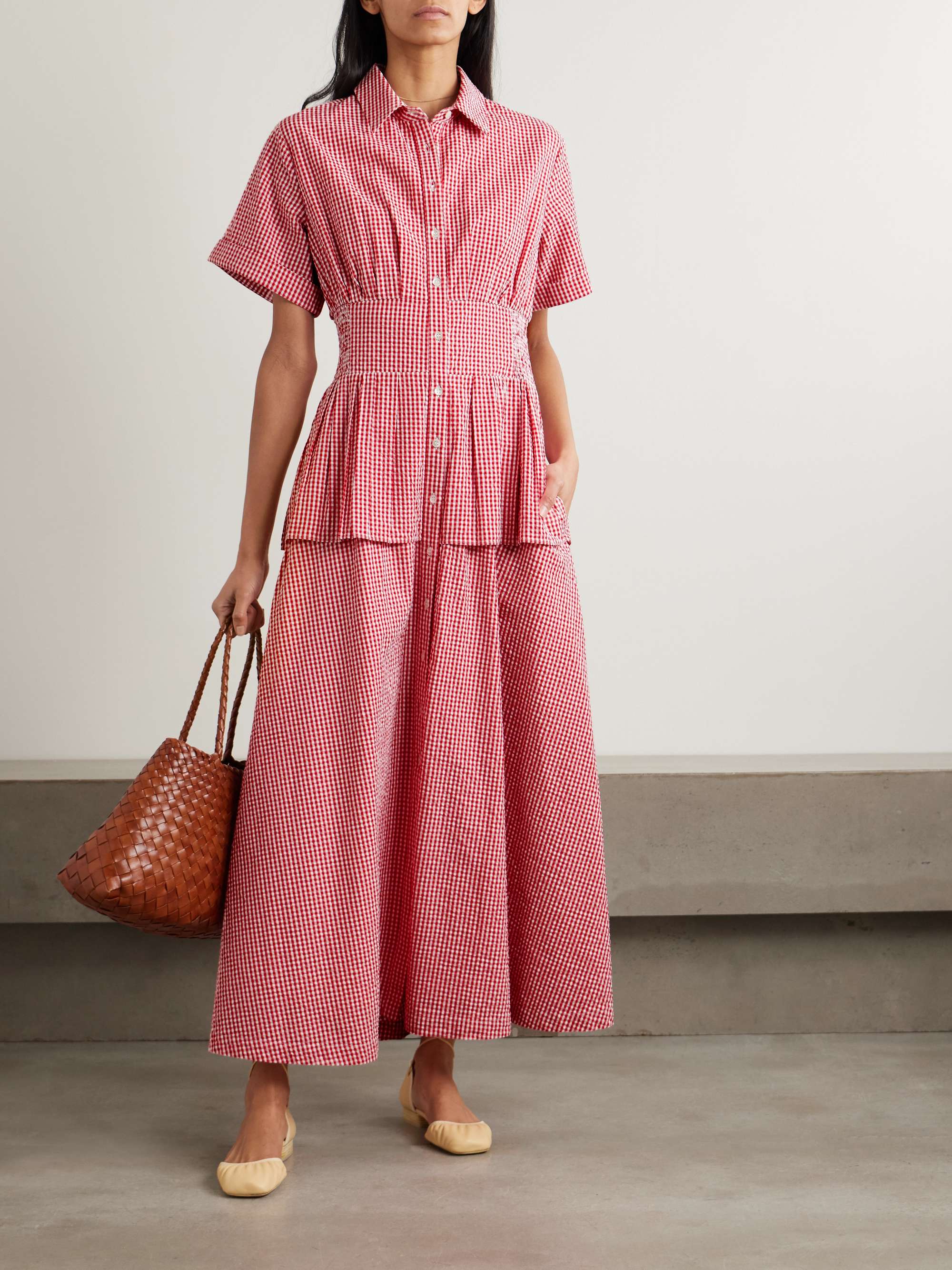 Boogie Woogie Bugle Boy gingham cotton-seersucker maxi shirt dress view