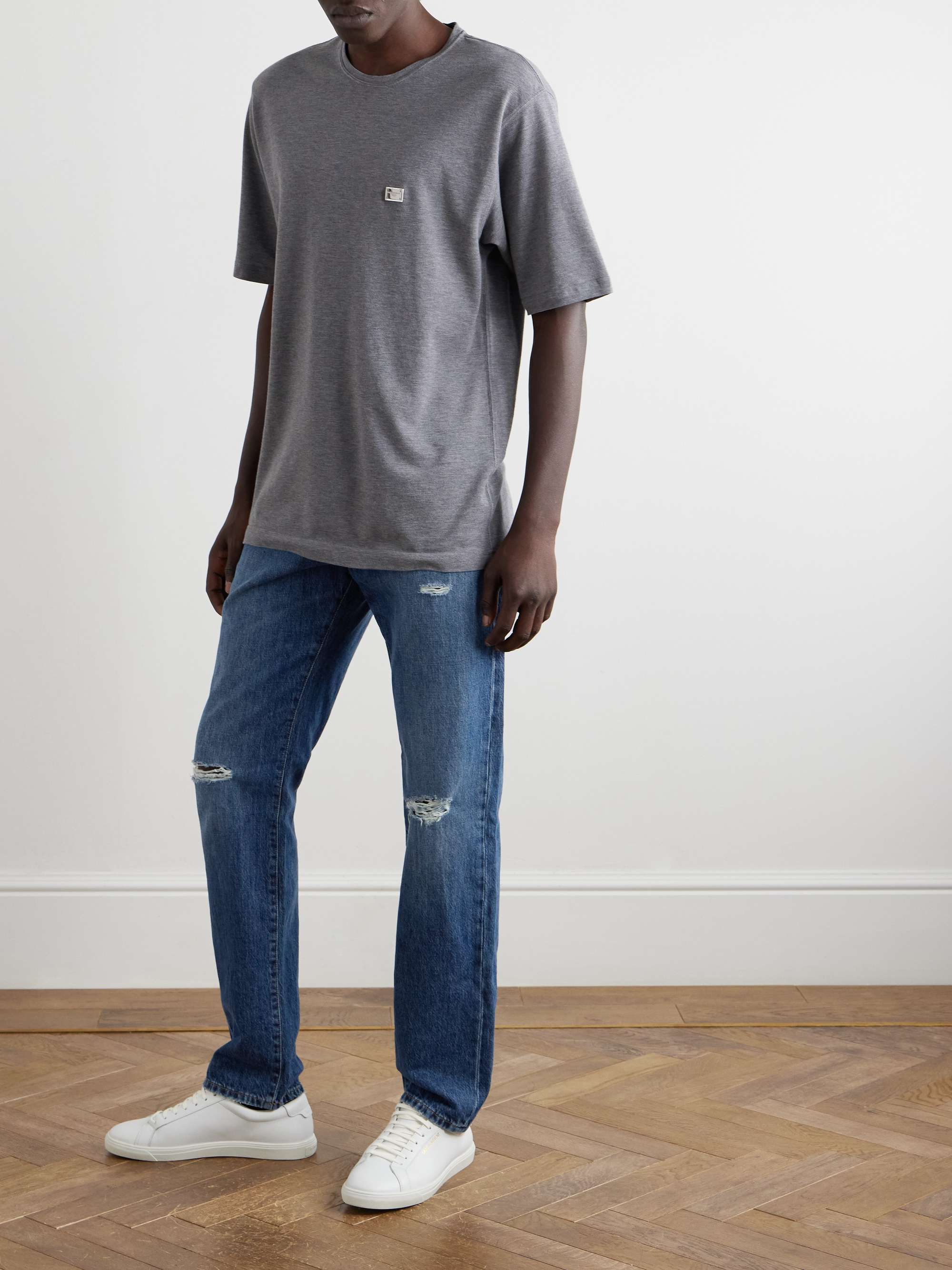Logo-Appliquéd Cotton-Piqué T-Shirt view