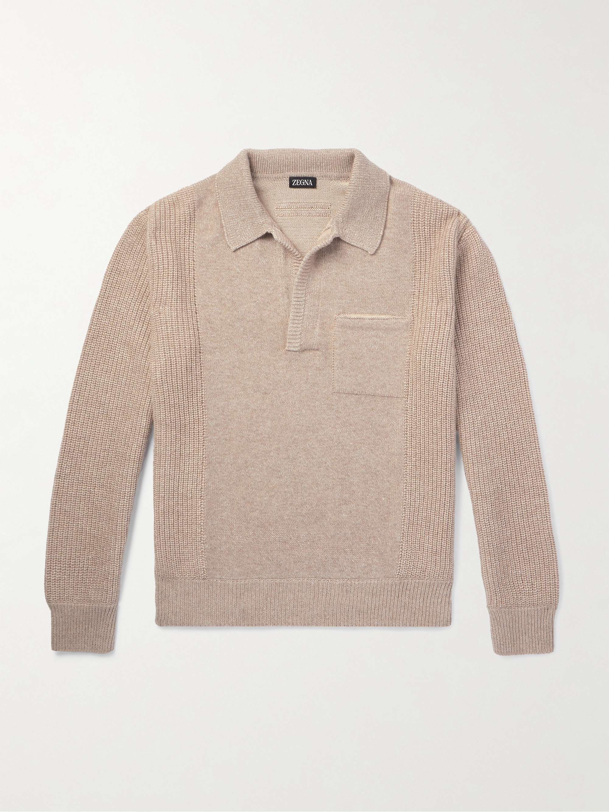 Ribbed Silk, Cashmere, Cotton and Linen-Blend Sweater hero visual