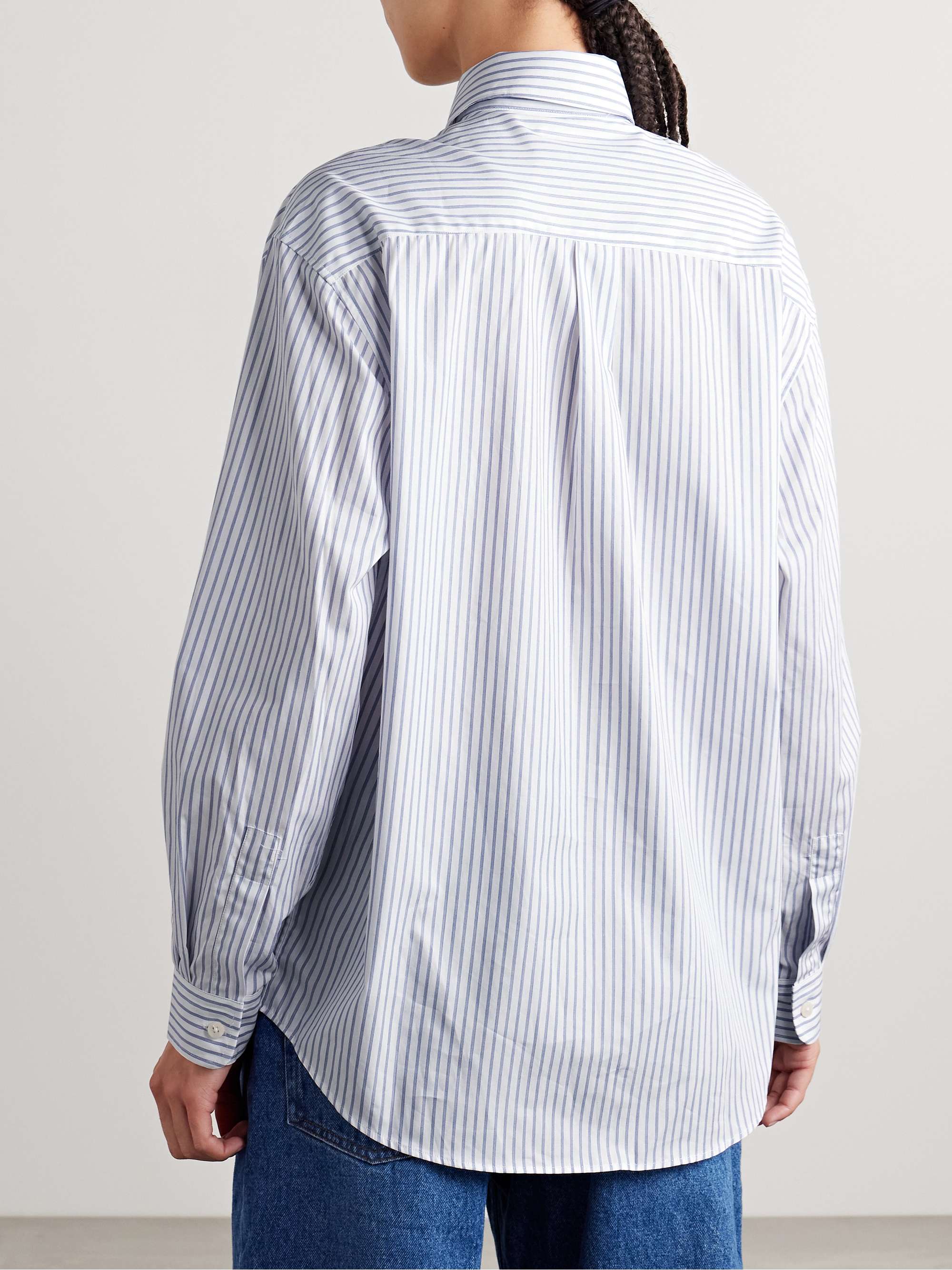 + adidas Originals embroidered striped cotton-poplin shirt view