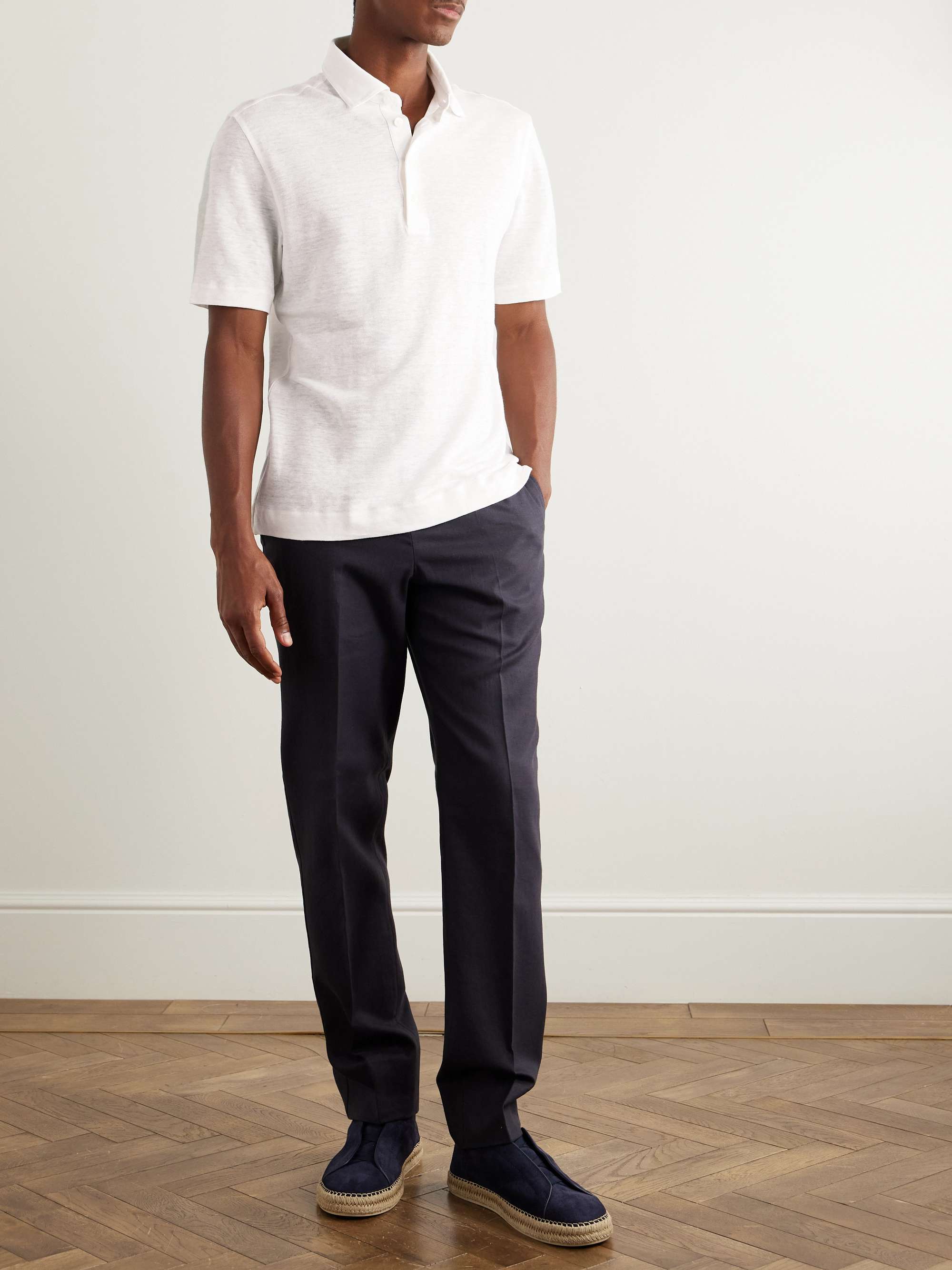 Straight-Leg Linen-Twill Trousers view