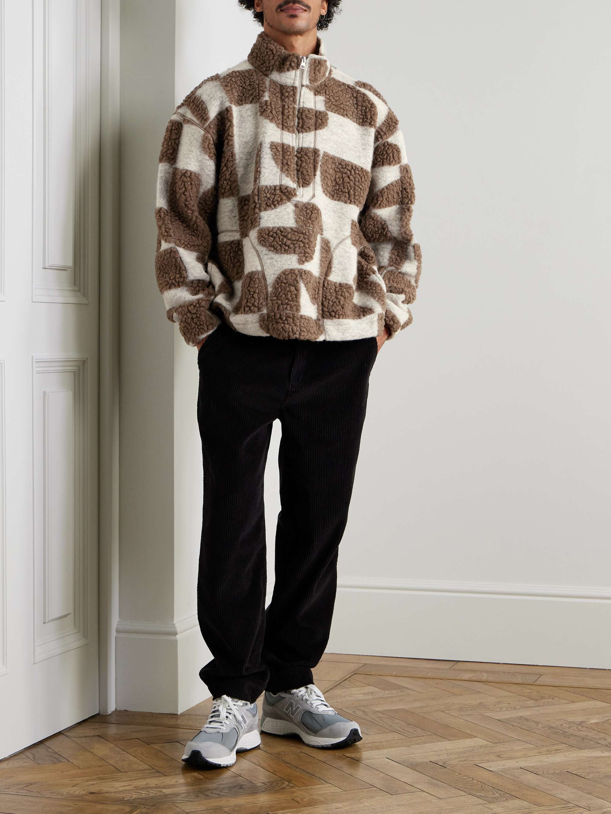 Wool-Blend and Fleece Half-Zip Sweatshirt view