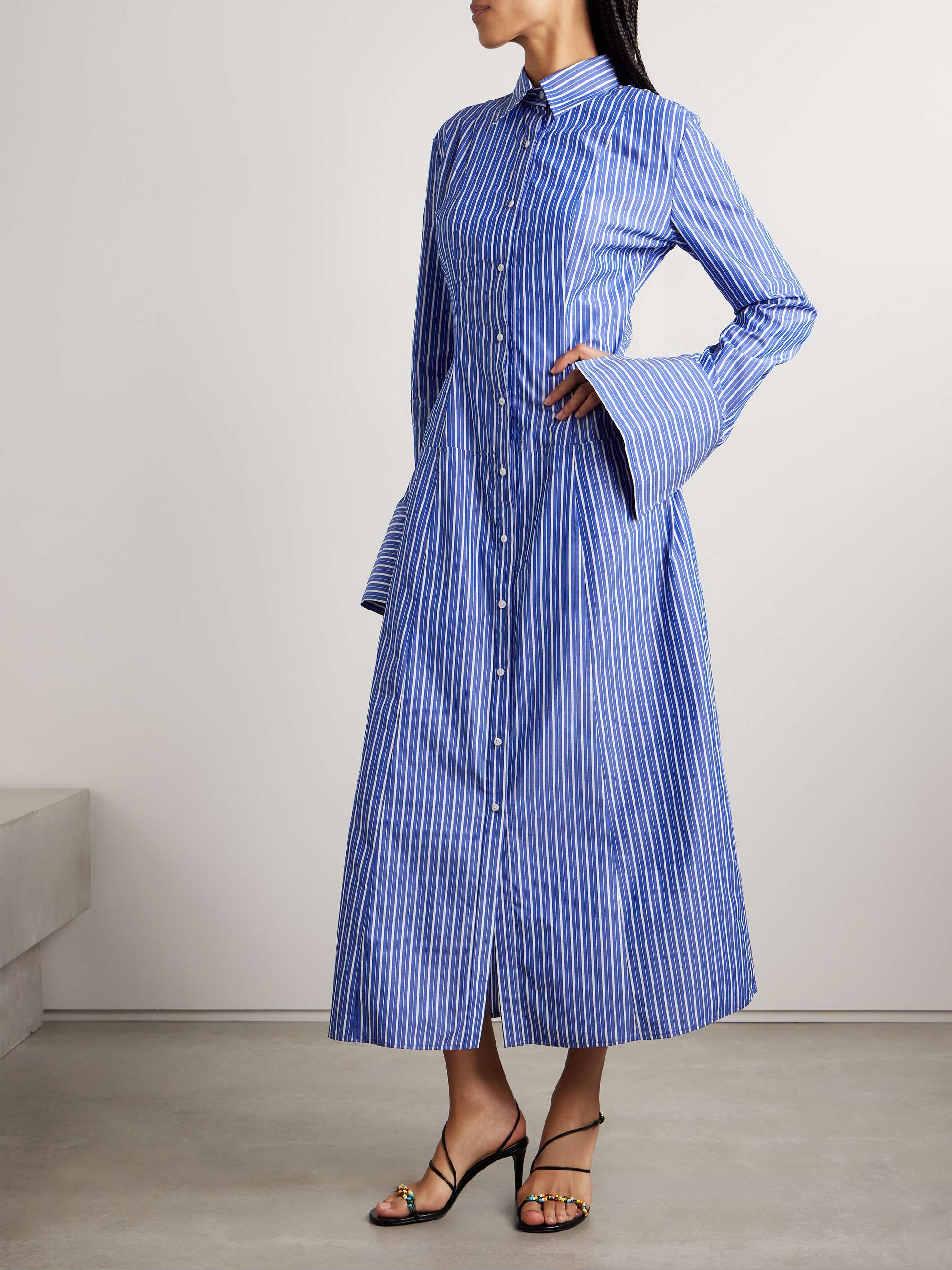 The Sammy striped cotton-poplin midi shirt dress view