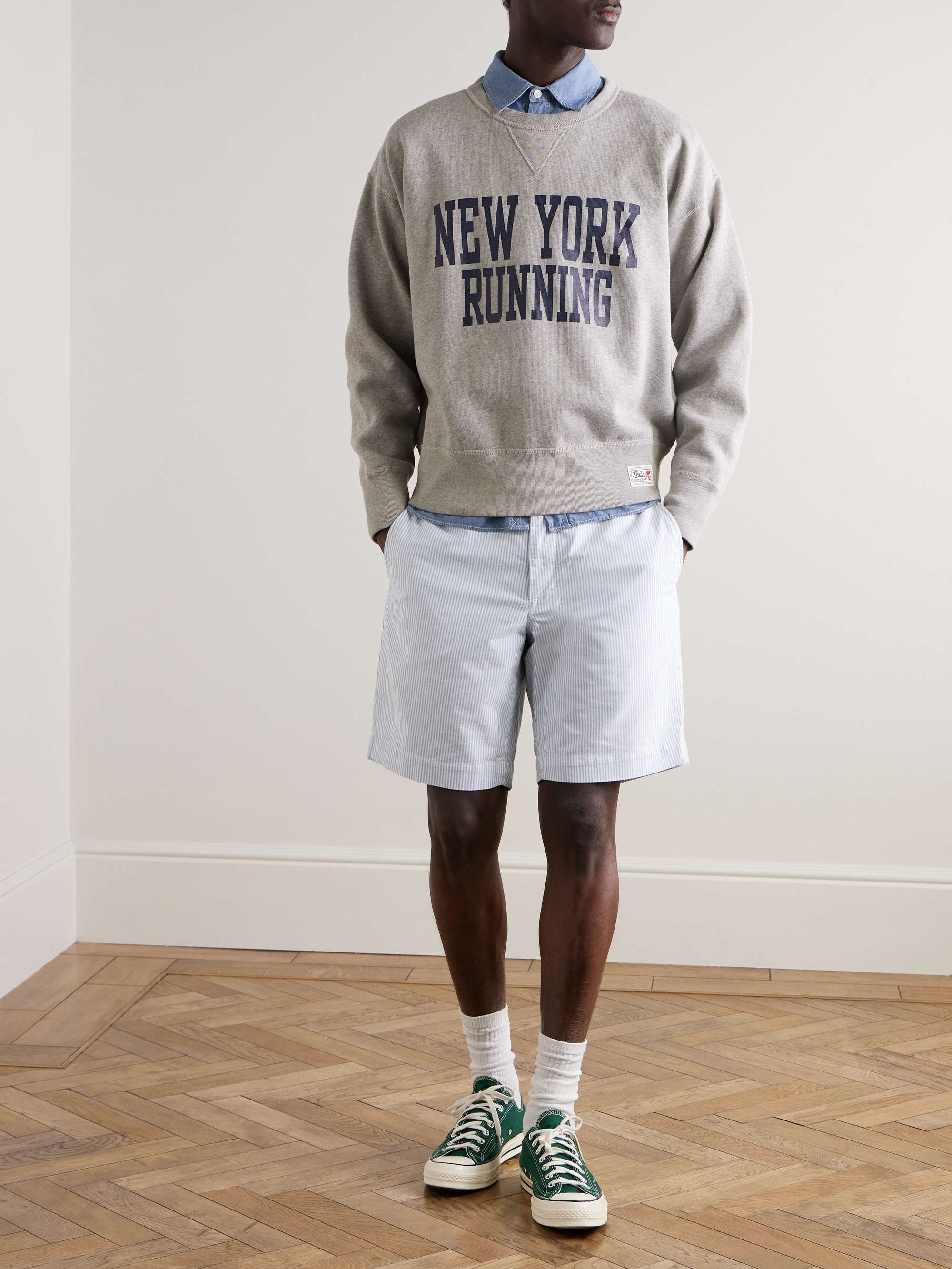 Bedford Straight-Leg Striped Cotton Oxford Shorts view