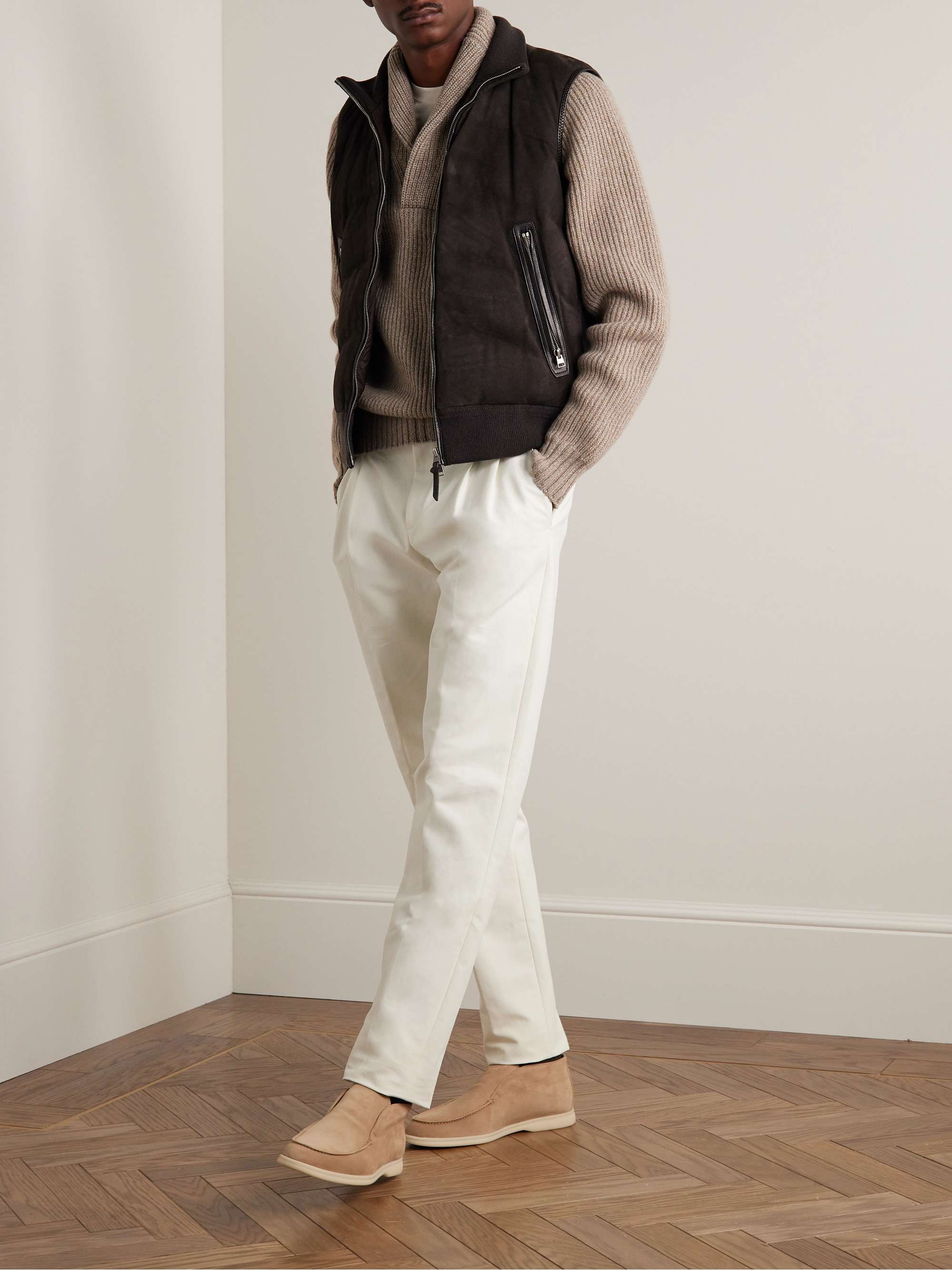 City Slim-Fit Tapered Pleated Double-Faced Cotton Trousers view