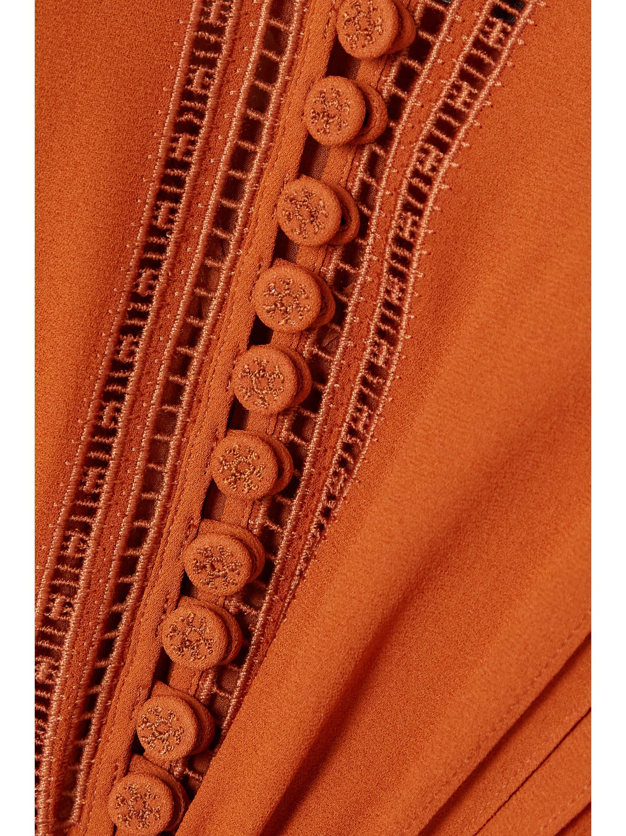 Henrietta embroidered silk crepe de chine midi dress view