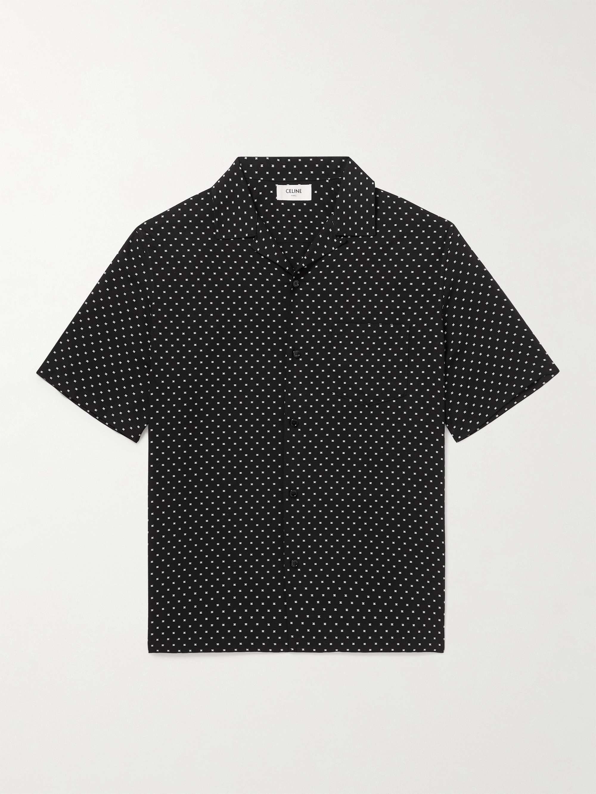 Convertible-Collar Logo-Print Woven Shirt hero visual
