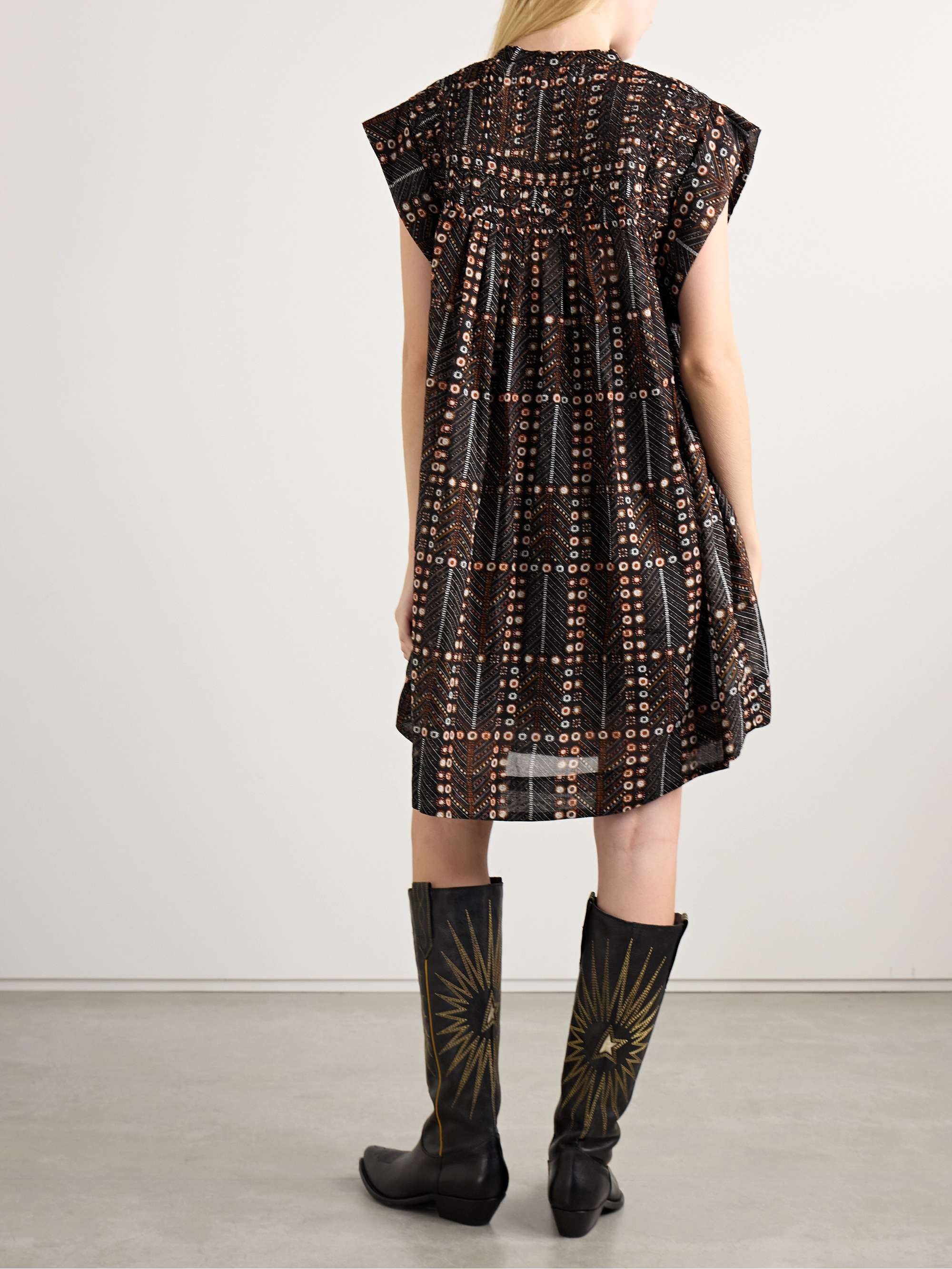Leazali pintucked printed cotton-voile mini dress view