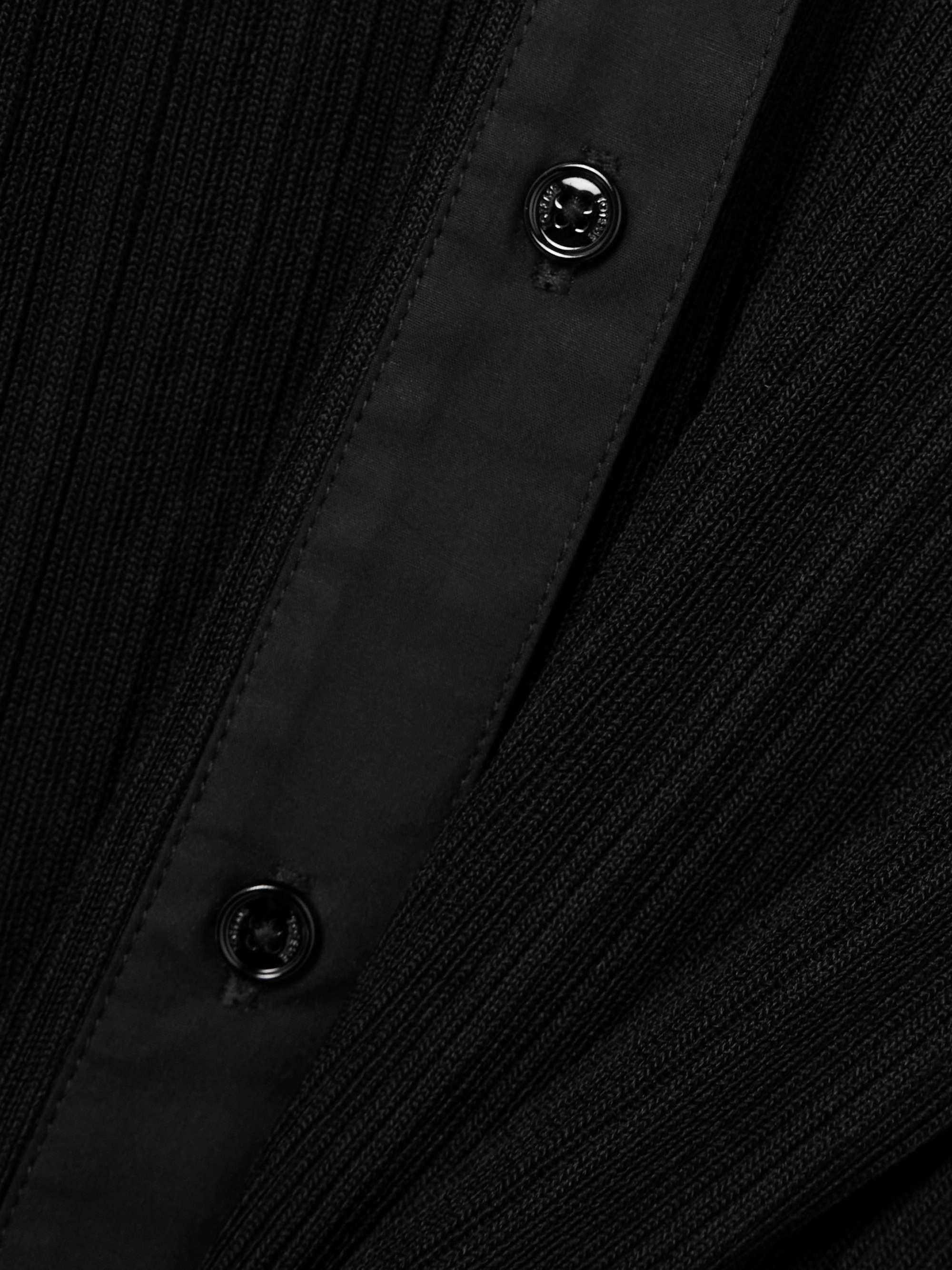 Poplin-trimmed ribbed-knit maxi shirt dress view