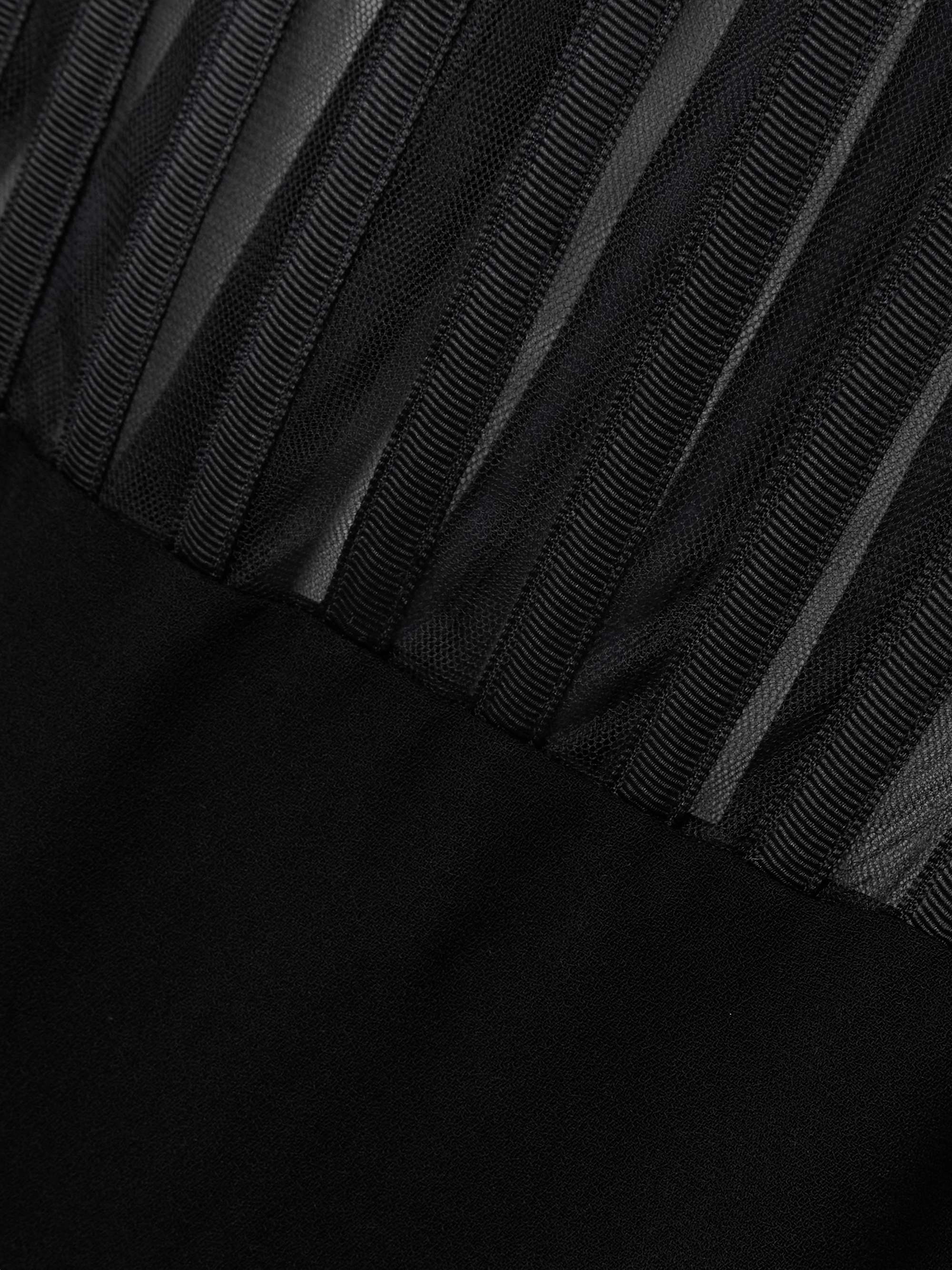 Strapless mesh-paneled crepe gown view