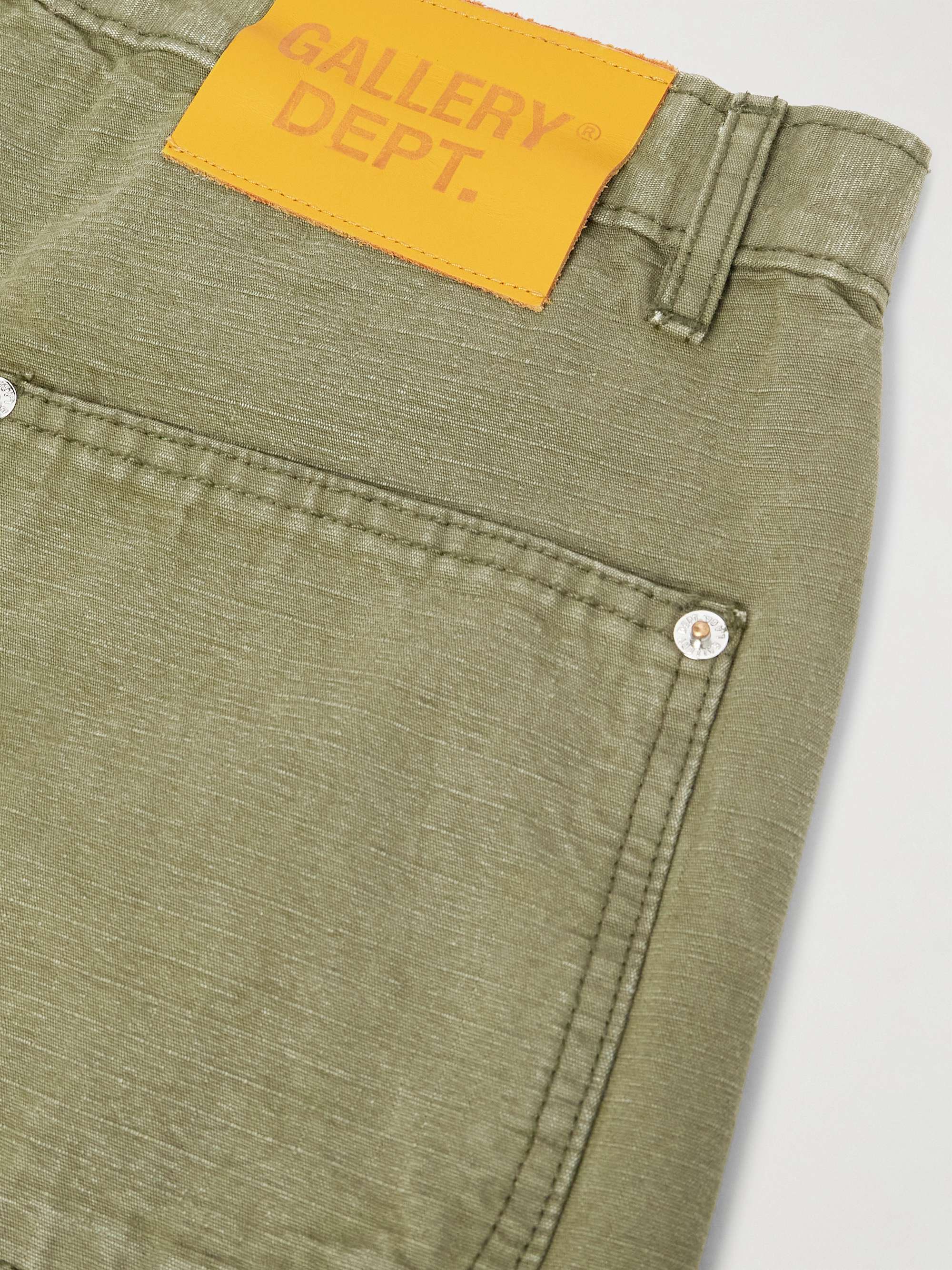 Flared Distressed Cotton-Canvas Cargo Trousers view