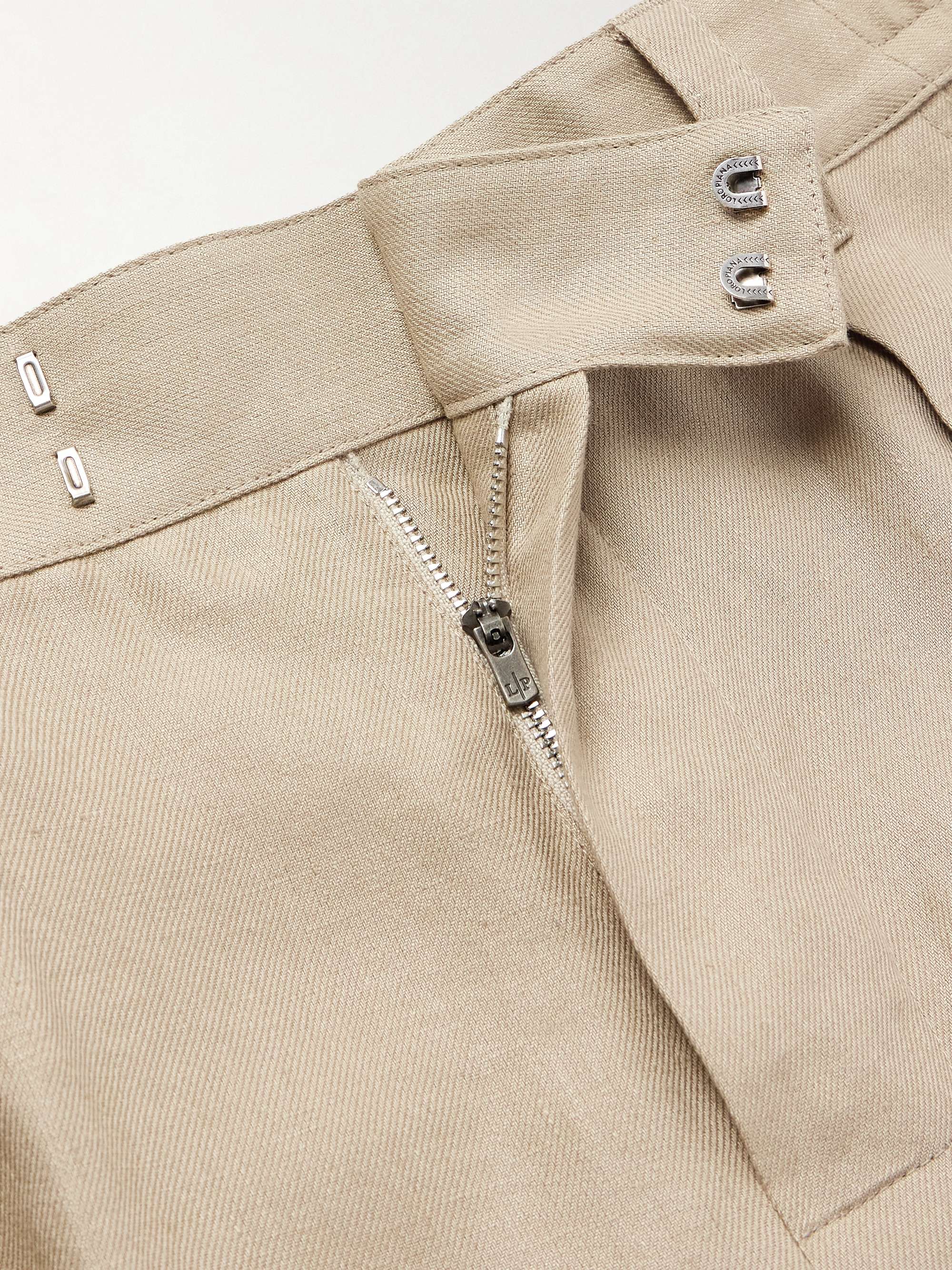 Reinga Wide-Leg Pleated Linen-Twill Bermuda Shorts view