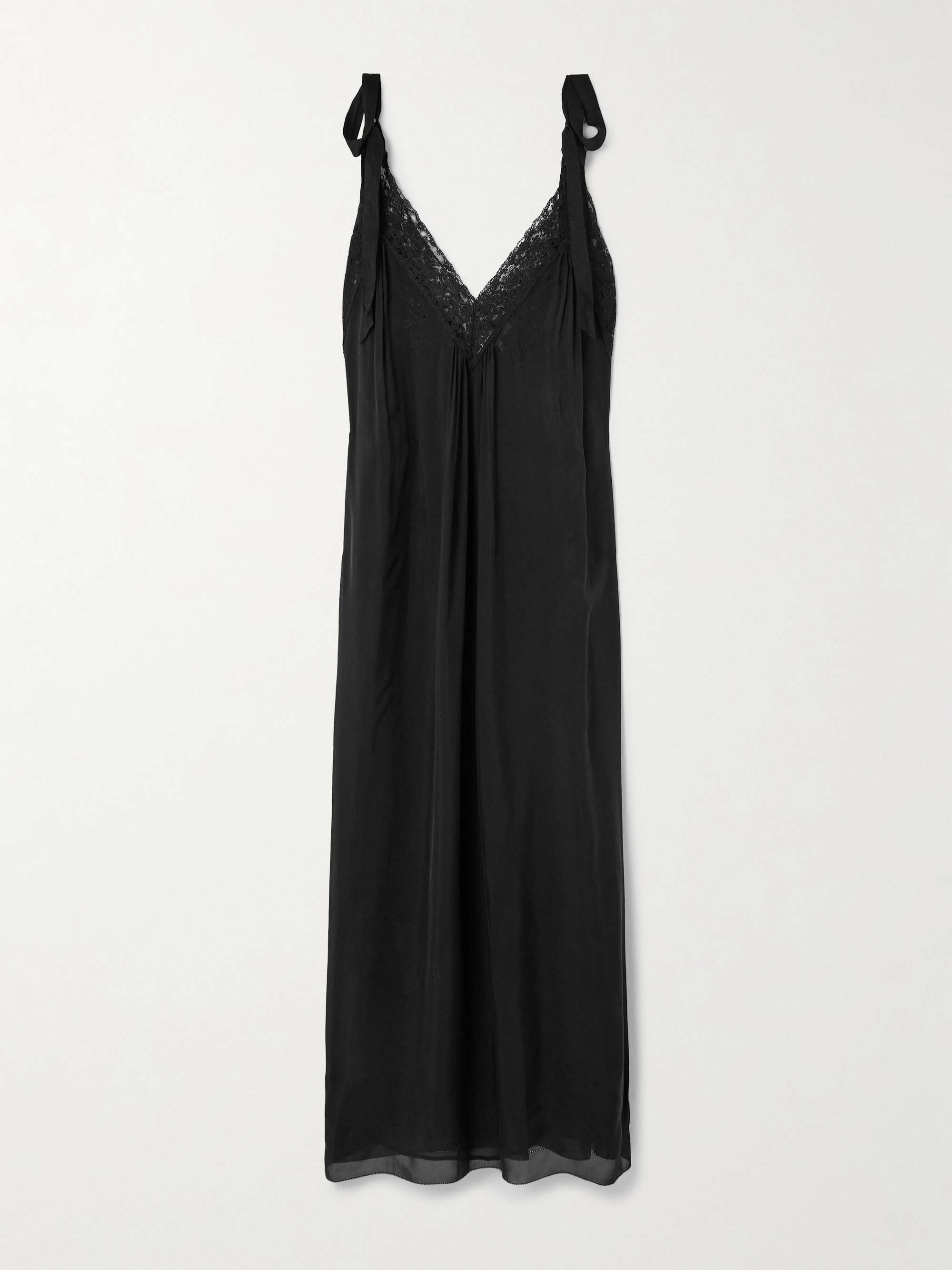 Lace-trimmed organic silk-charmeuse midi dress hero visual