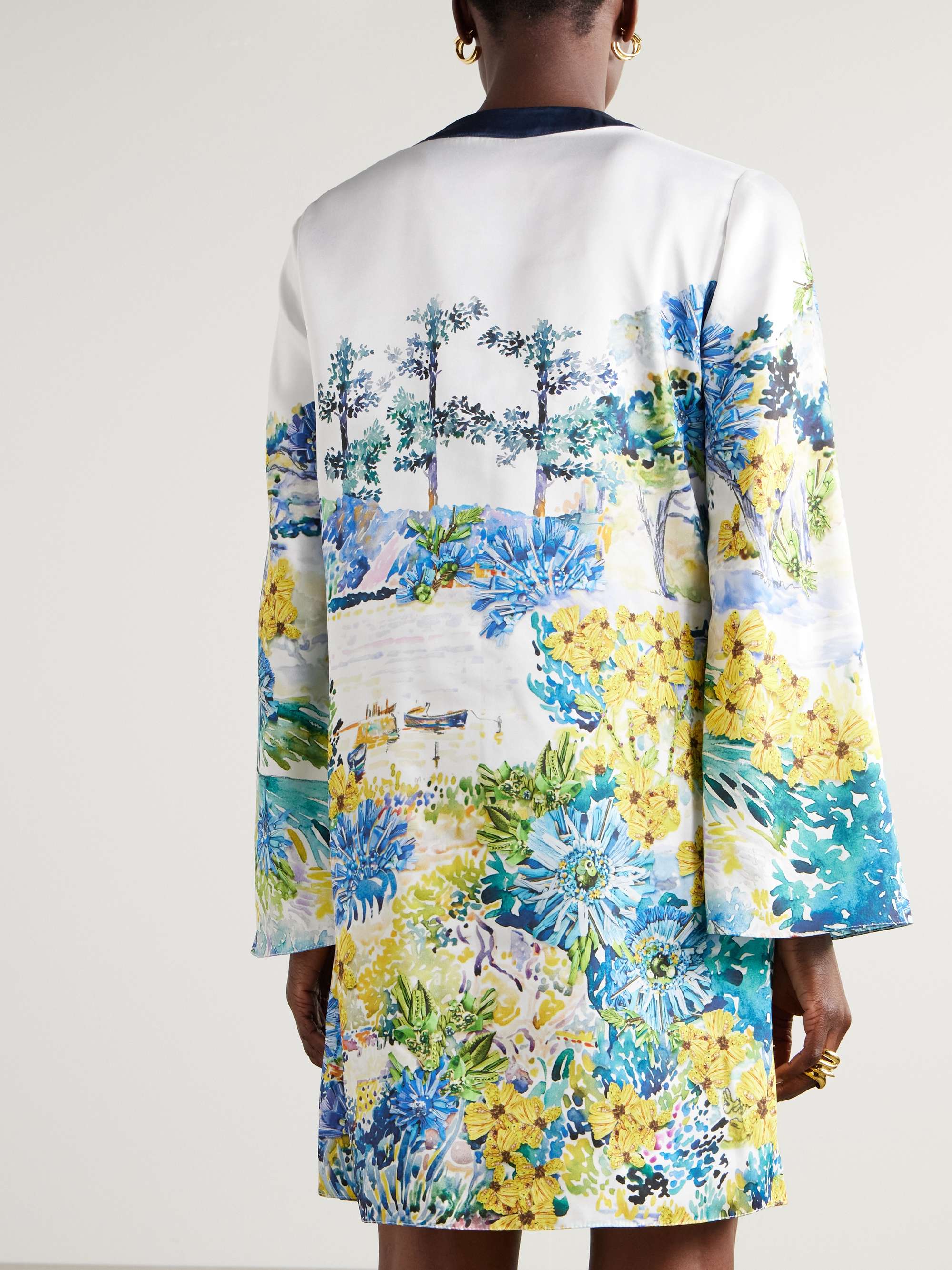Elsa embroidered floral-print twill mini dress view